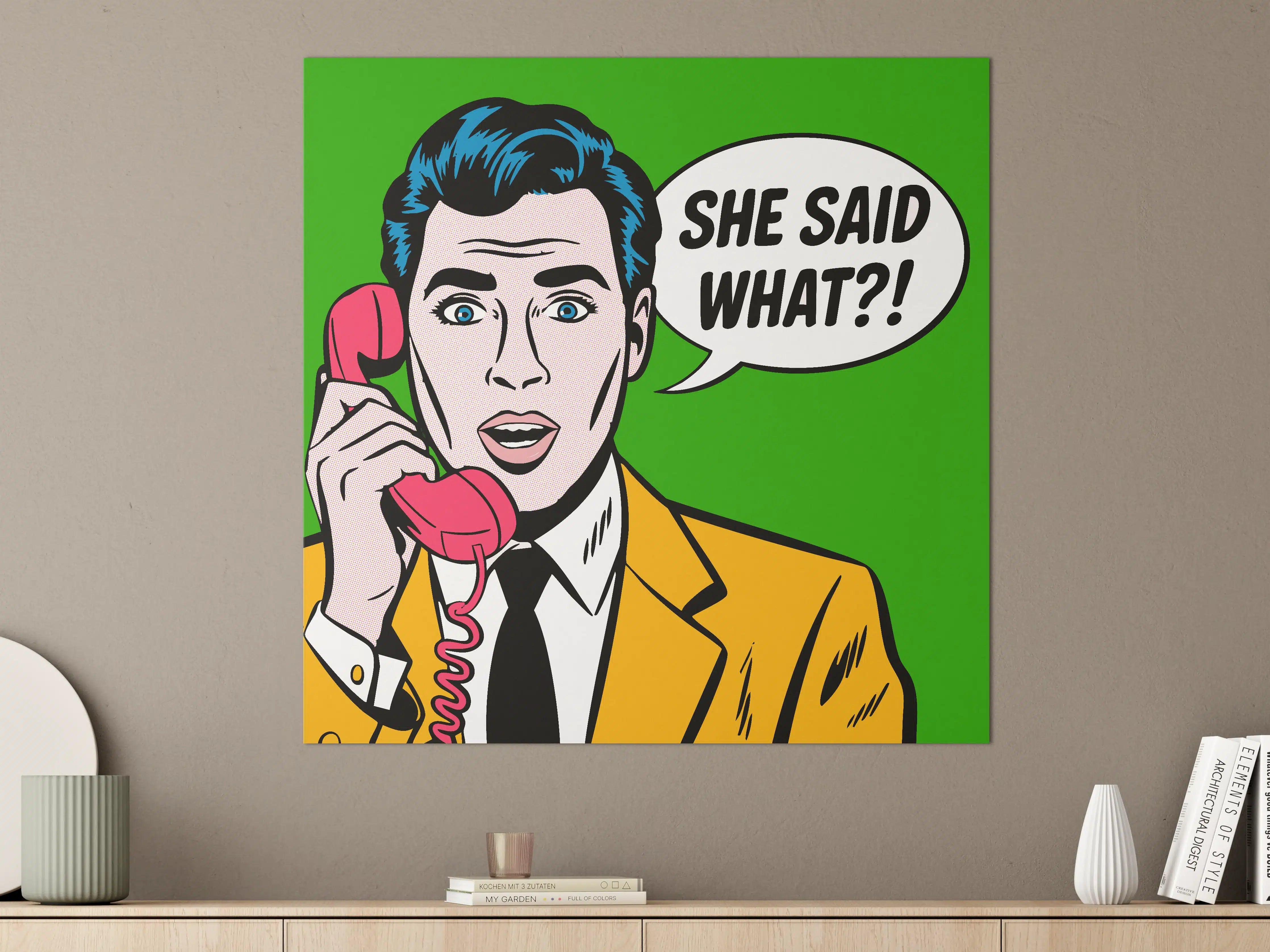 Große Wandbilder - Pop Art Frau am Telefon mit Sprechblase
