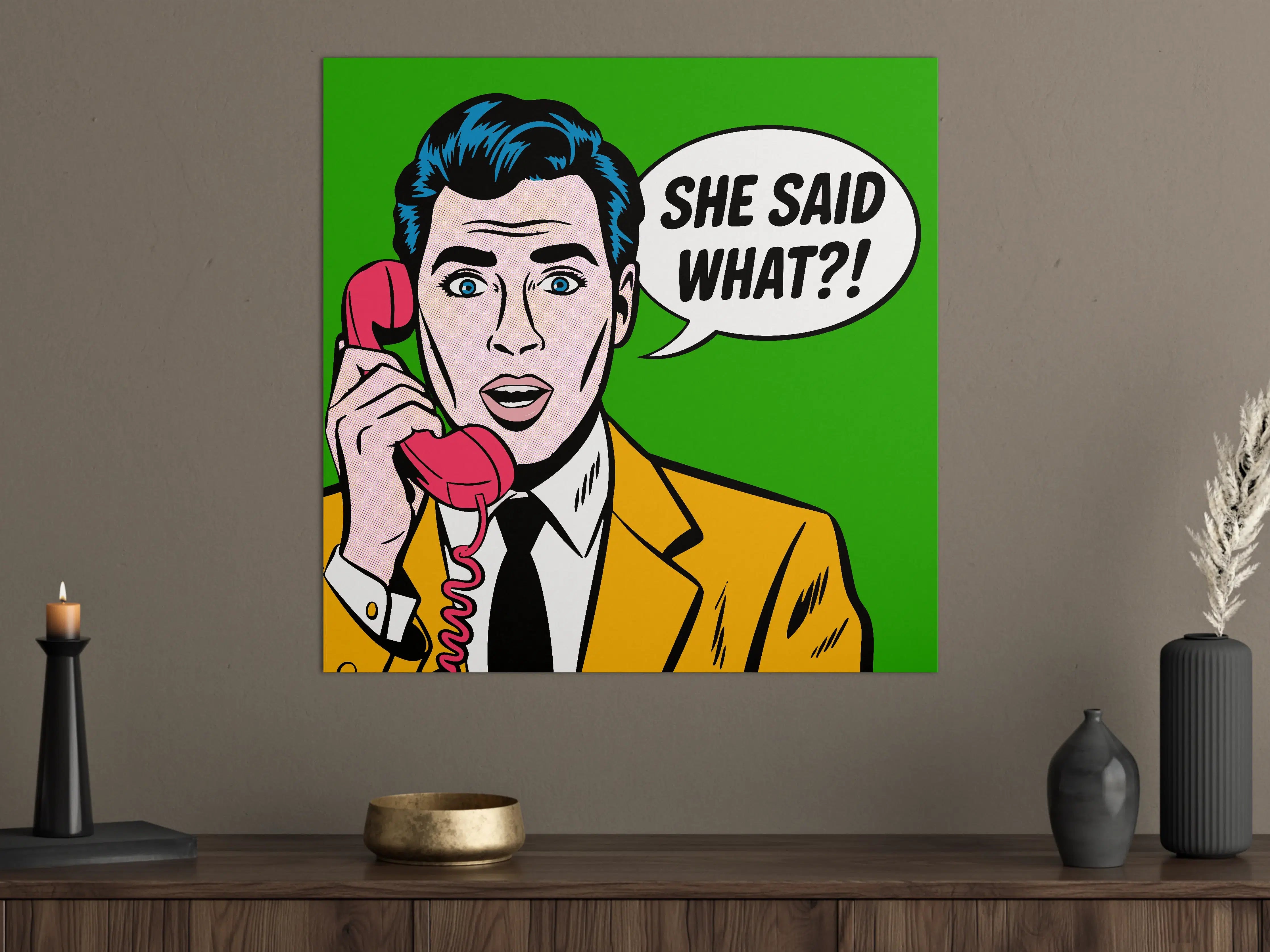 Große Wandbilder - Pop Art Frau am Telefon mit Sprechblase