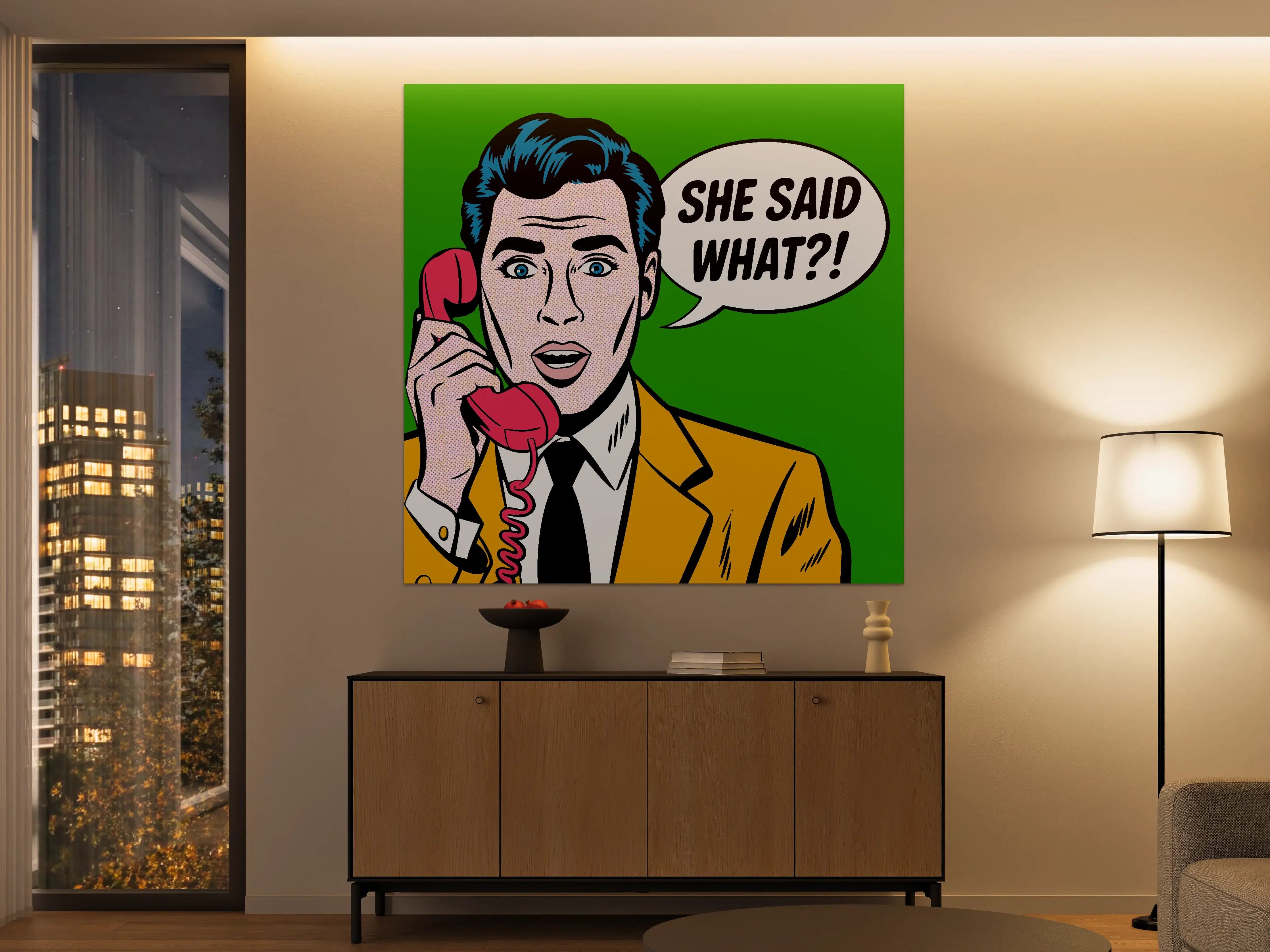 Große Wandbilder - Pop Art Frau am Telefon mit Sprechblase