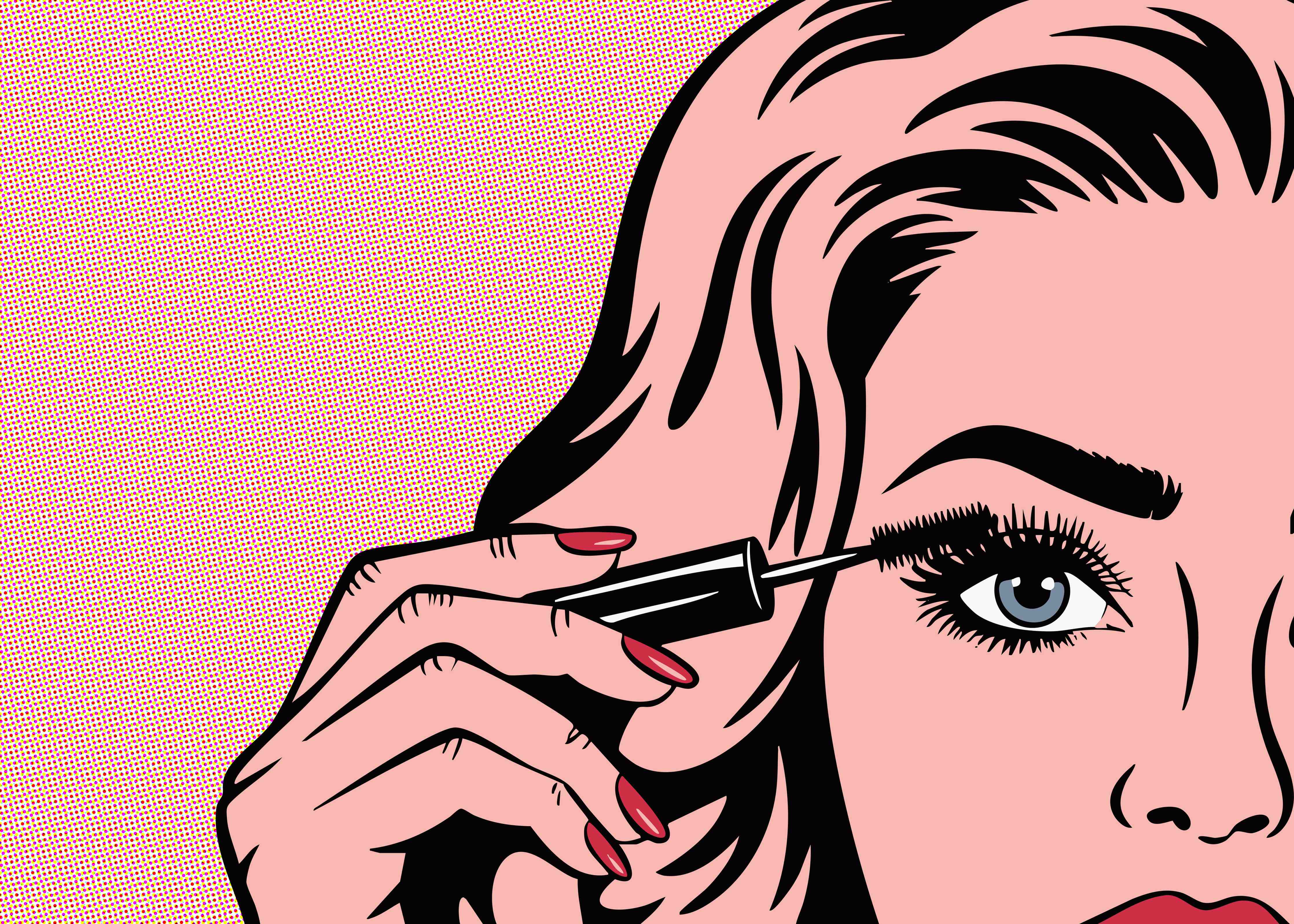 Große Wandbilder-Pop-Art Frau beim Augen-Make-up