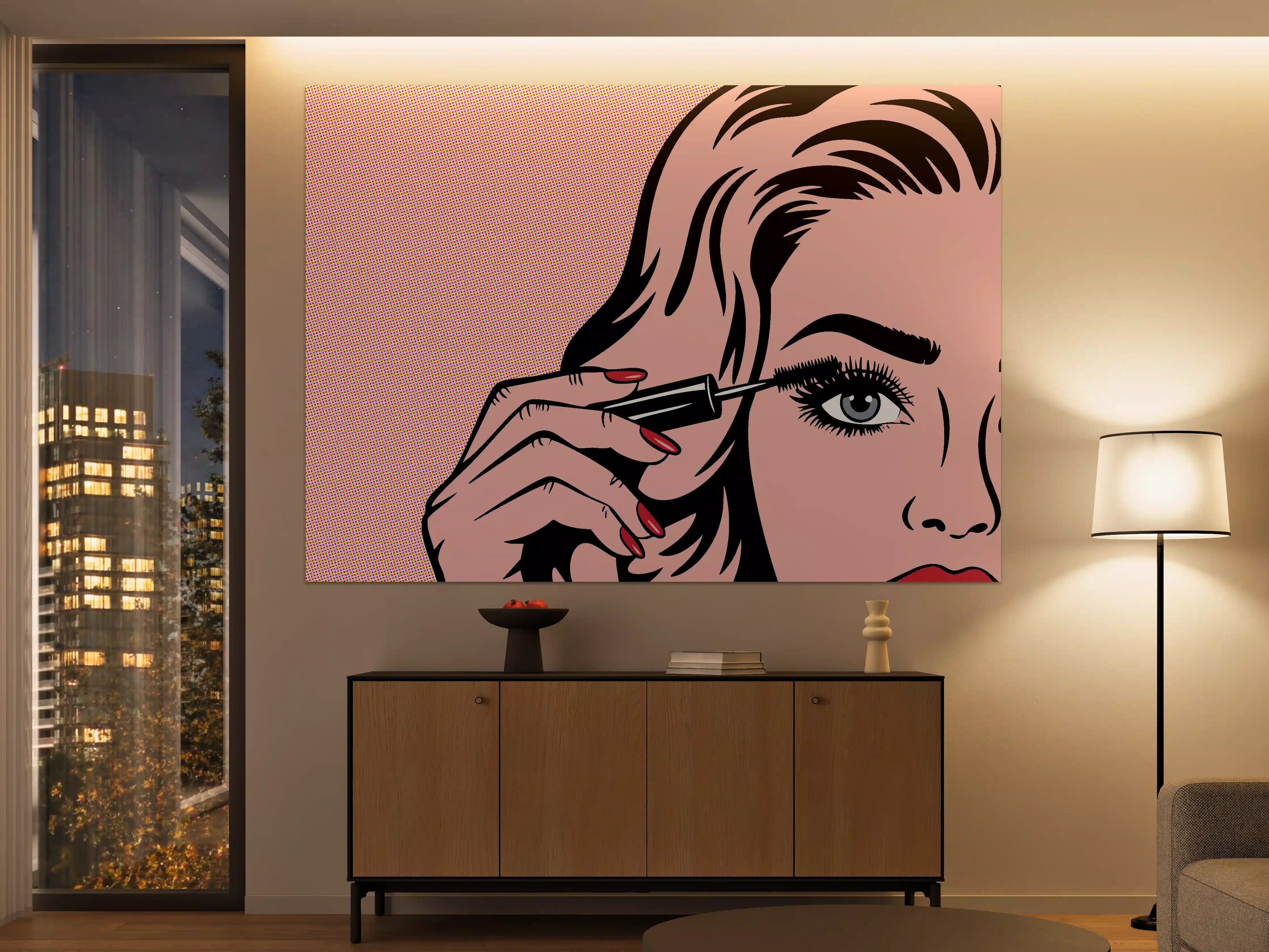 Große Wandbilder - Pop-Art Frau beim Augen-Make-up