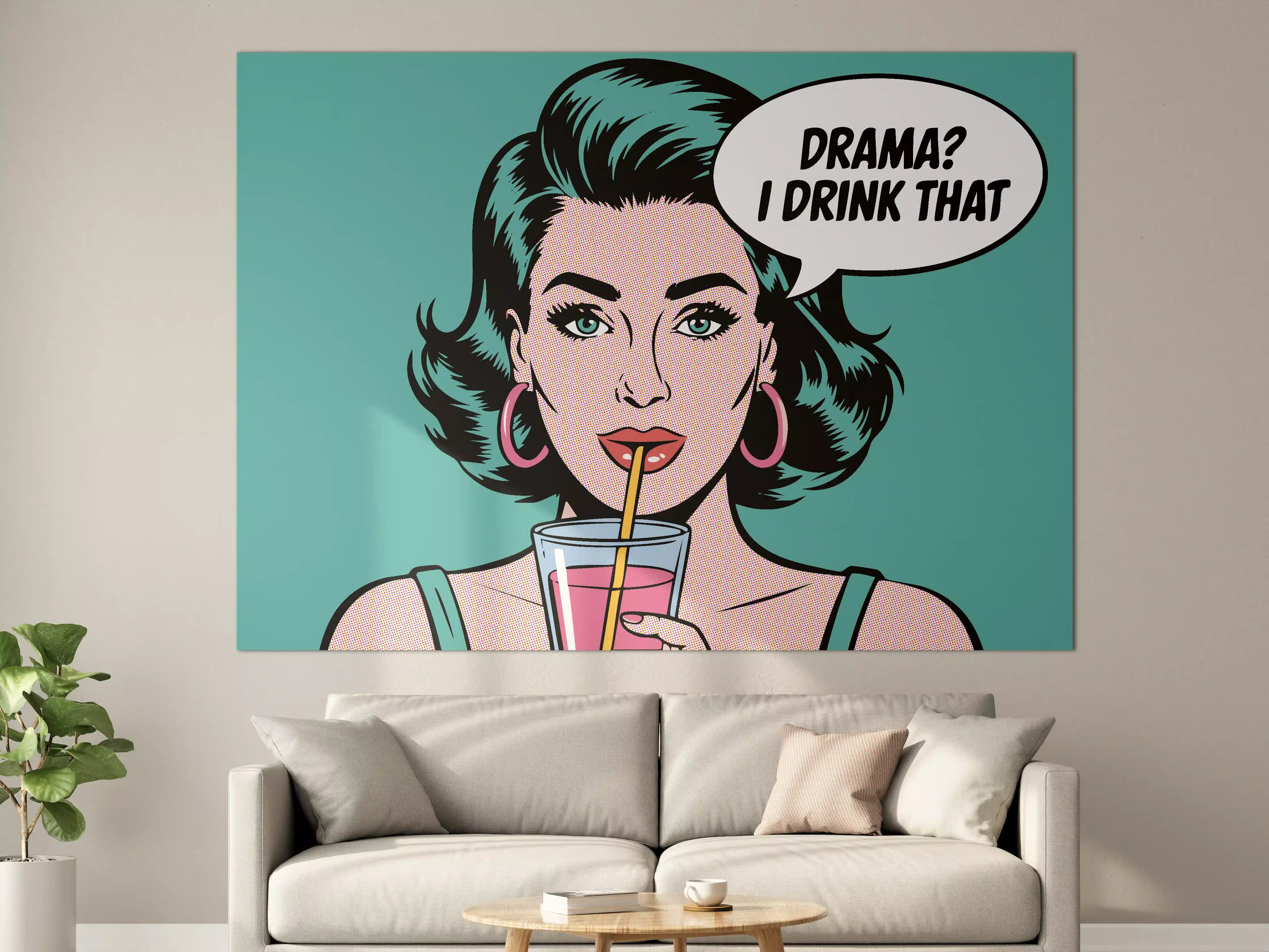 Große Wandbilder - Pop Art Frau mit Drink