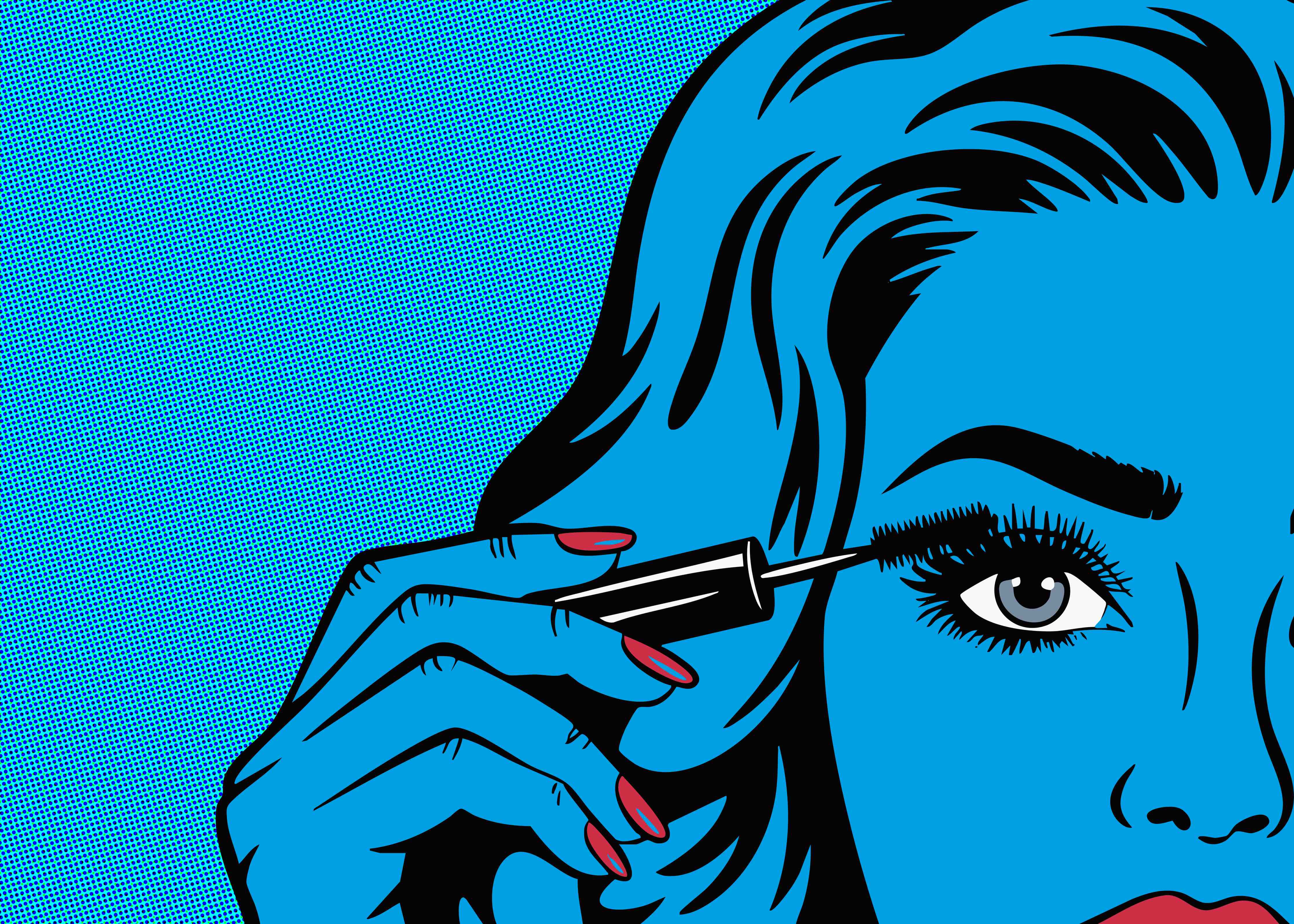 Große Wandbilder-Pop Art Frau mit Make-up-Pinsel
