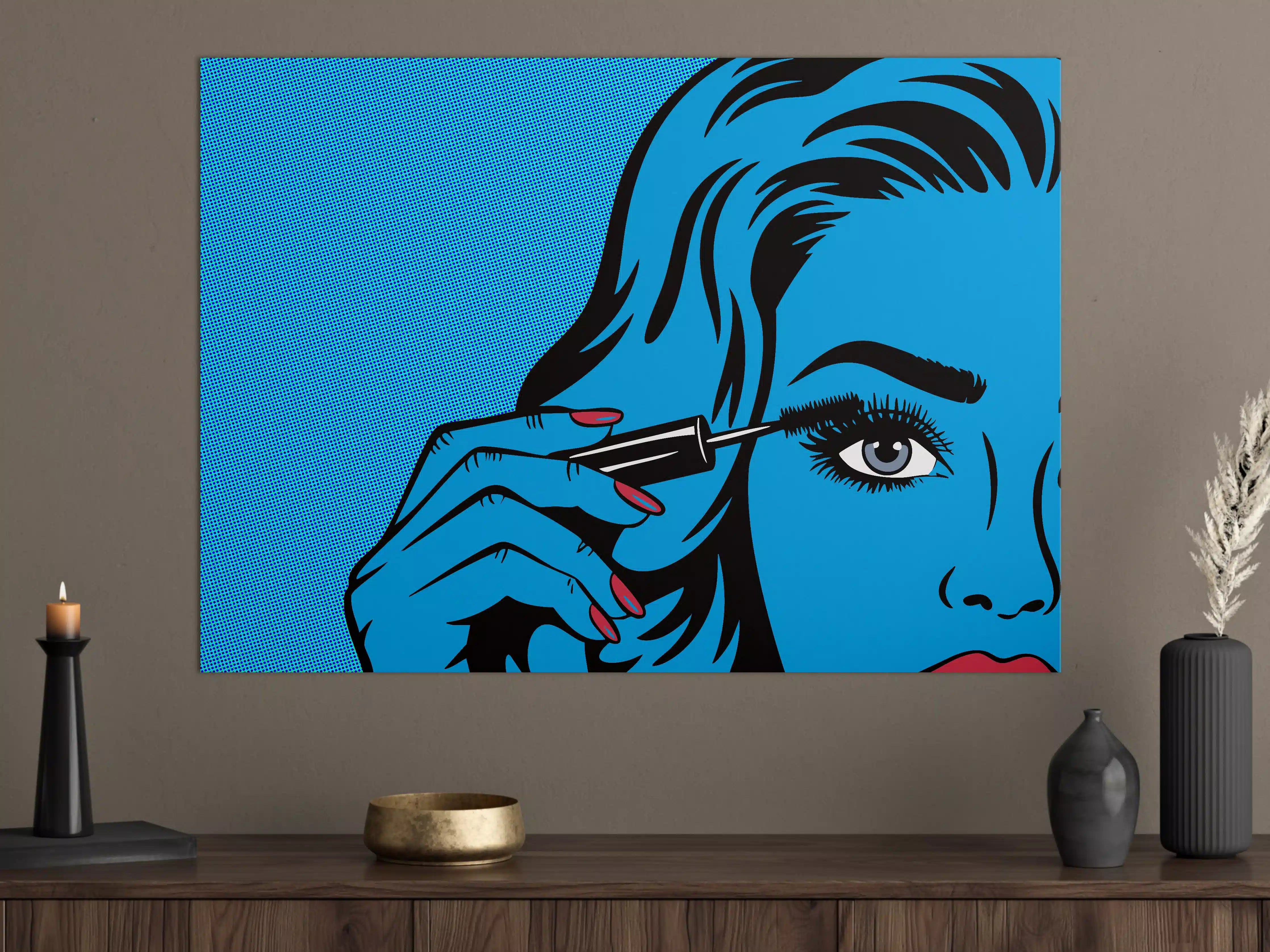 Große Wandbilder - Pop Art Frau mit Make-up-Pinsel