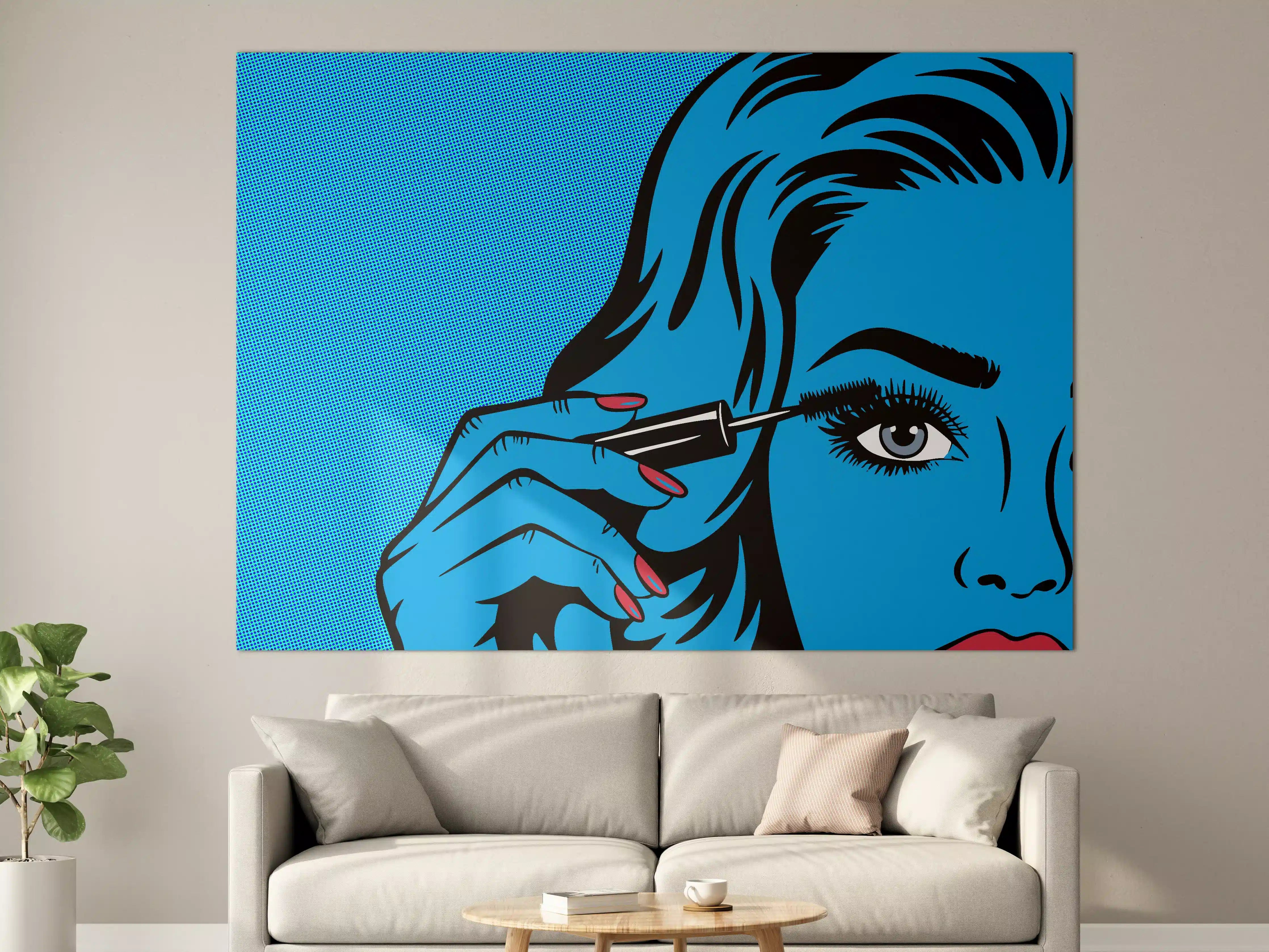 Große Wandbilder - Pop Art Frau mit Make-up-Pinsel