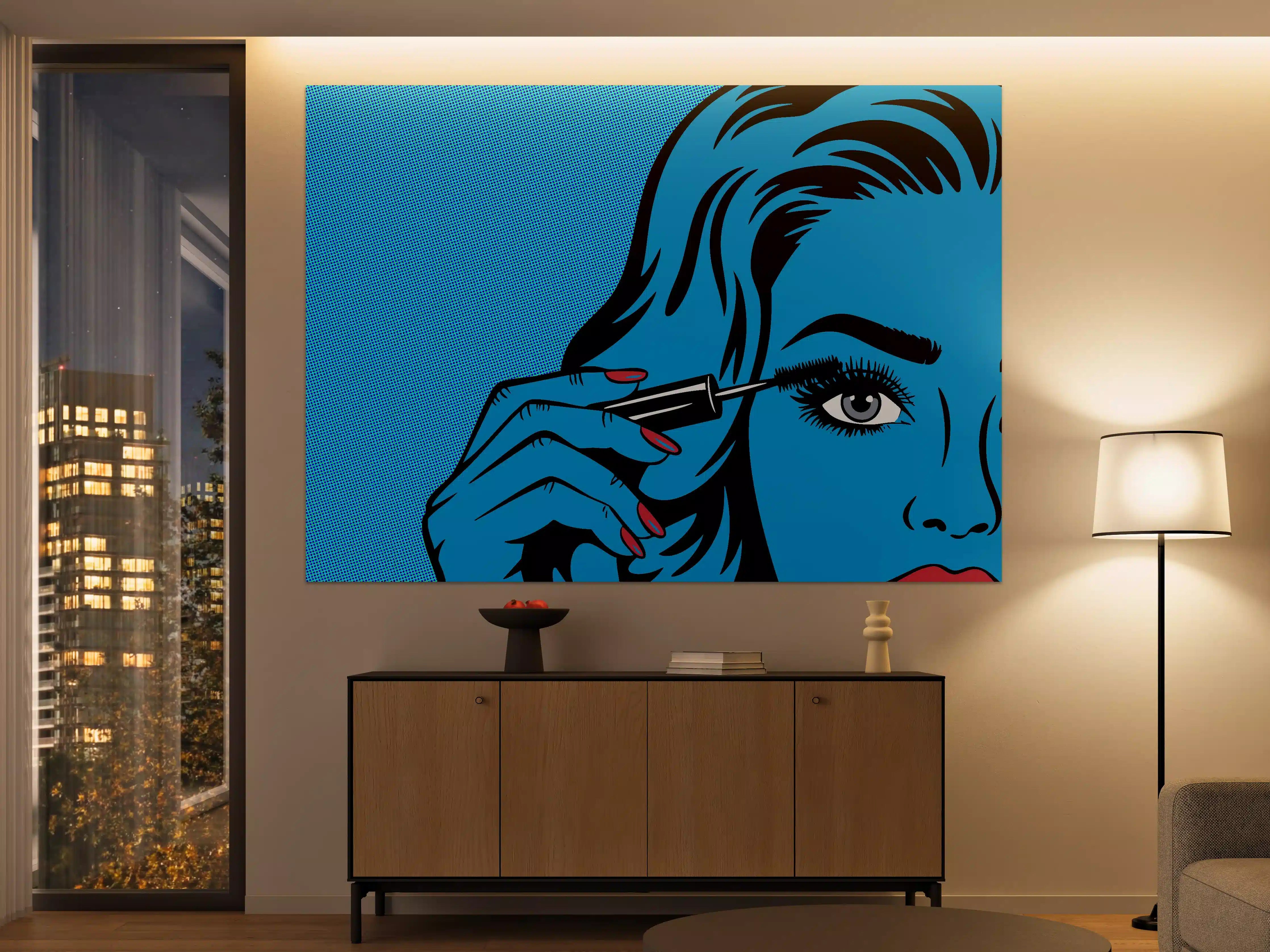Große Wandbilder - Pop Art Frau mit Make-up-Pinsel