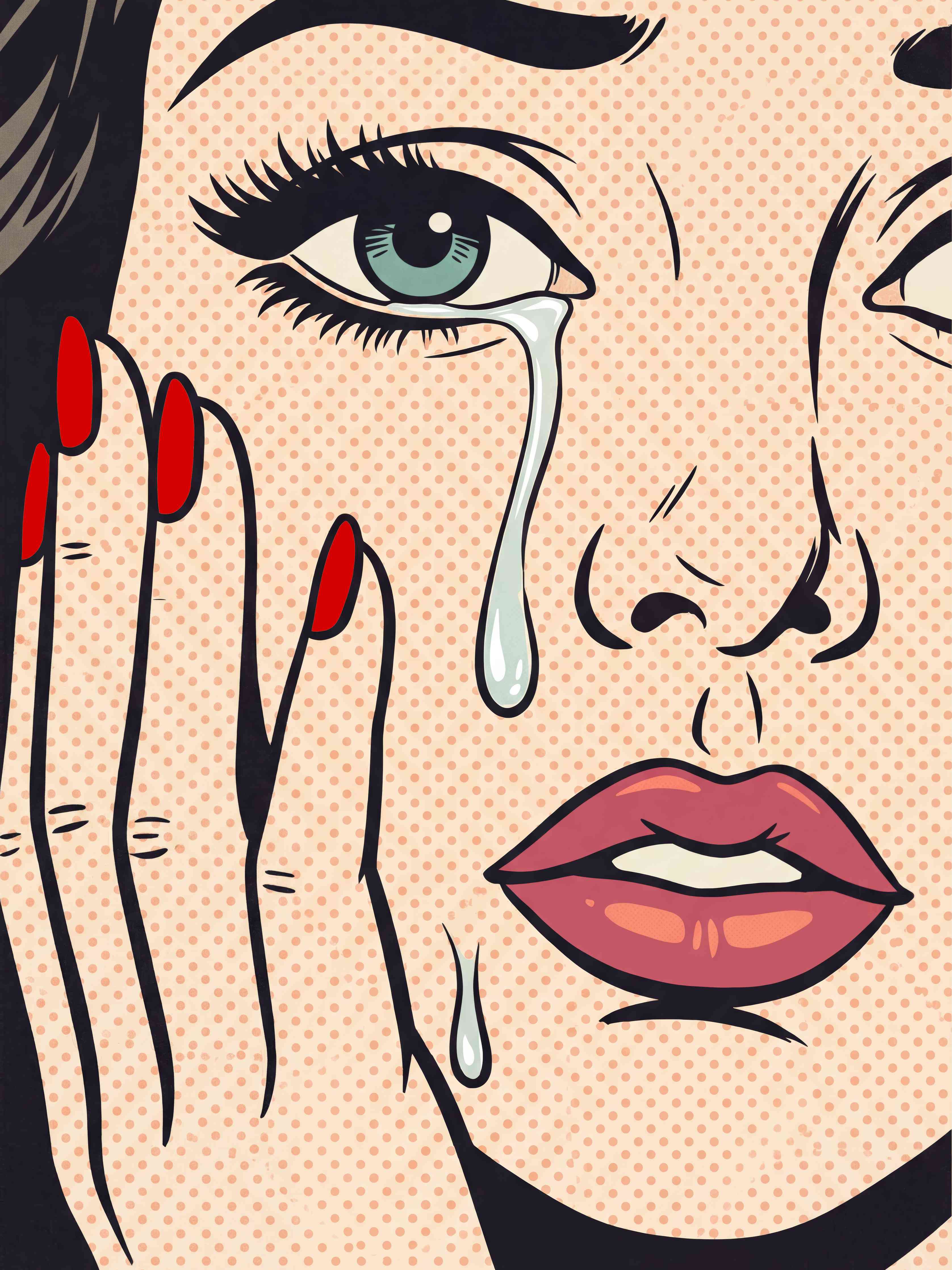 Große Wandbilder-Pop-Art-Gesicht mit Träne