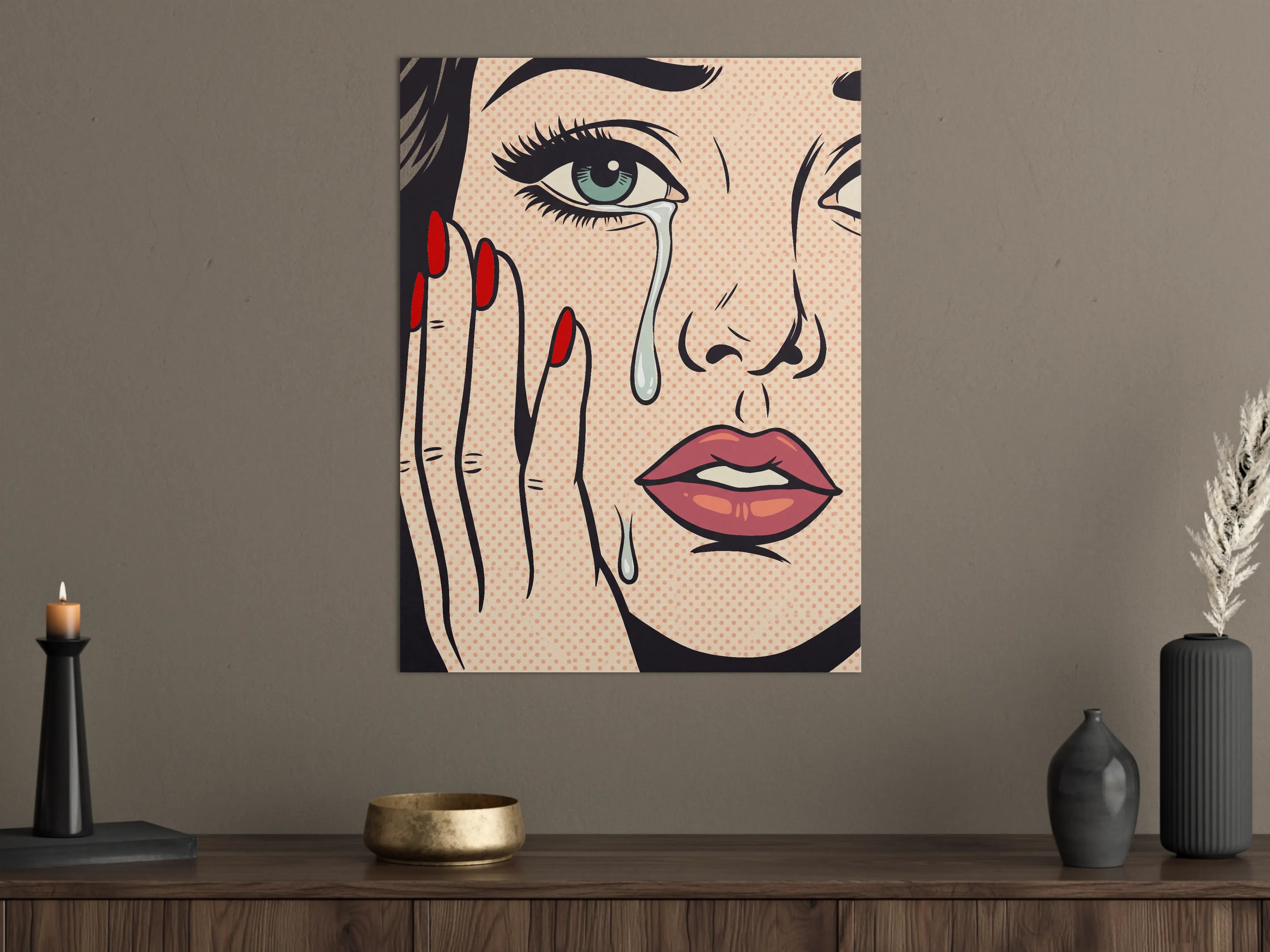 Große Wandbilder - Pop-Art-Gesicht mit Träne