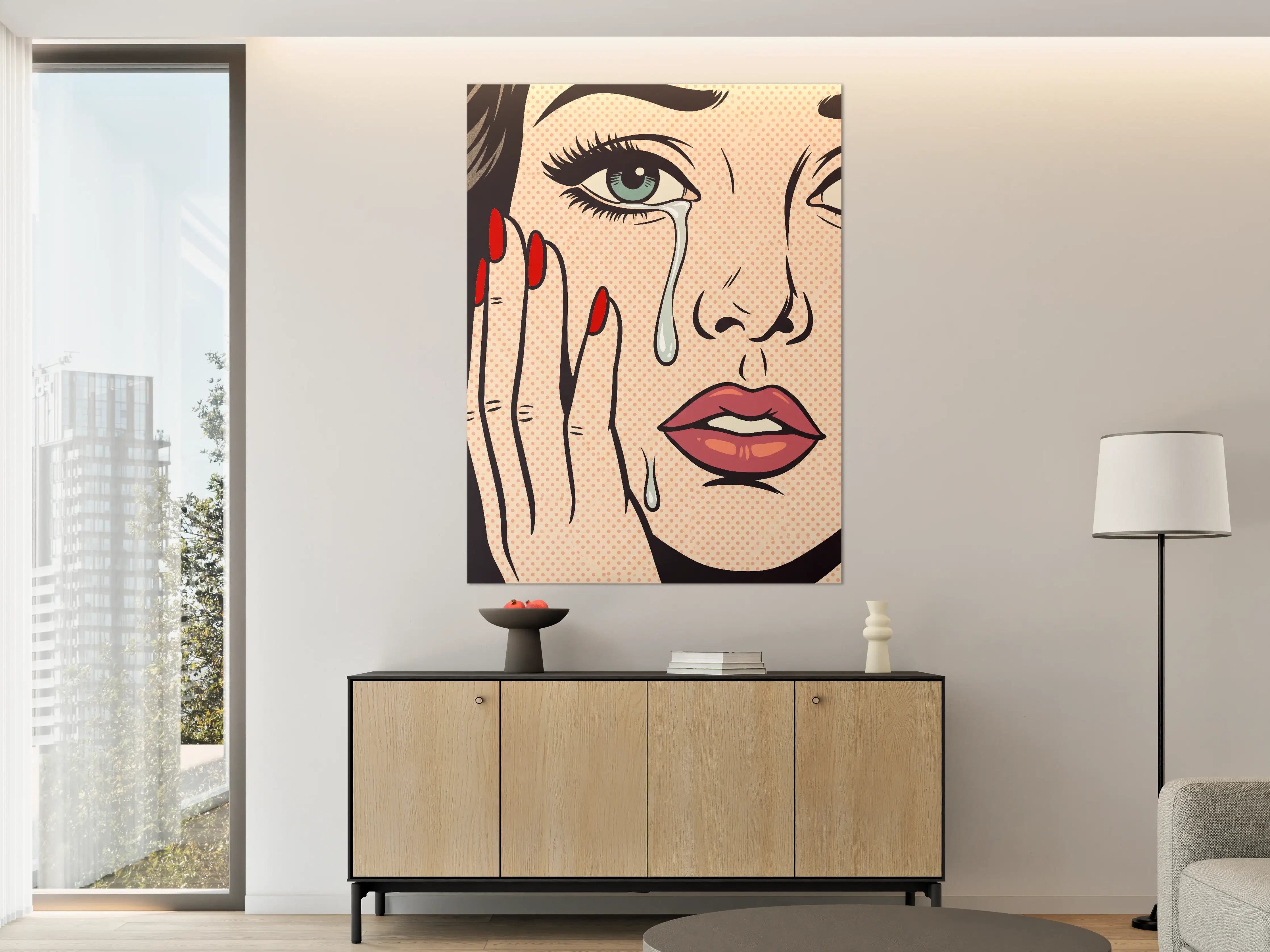 Große Wandbilder - Pop-Art-Gesicht mit Träne