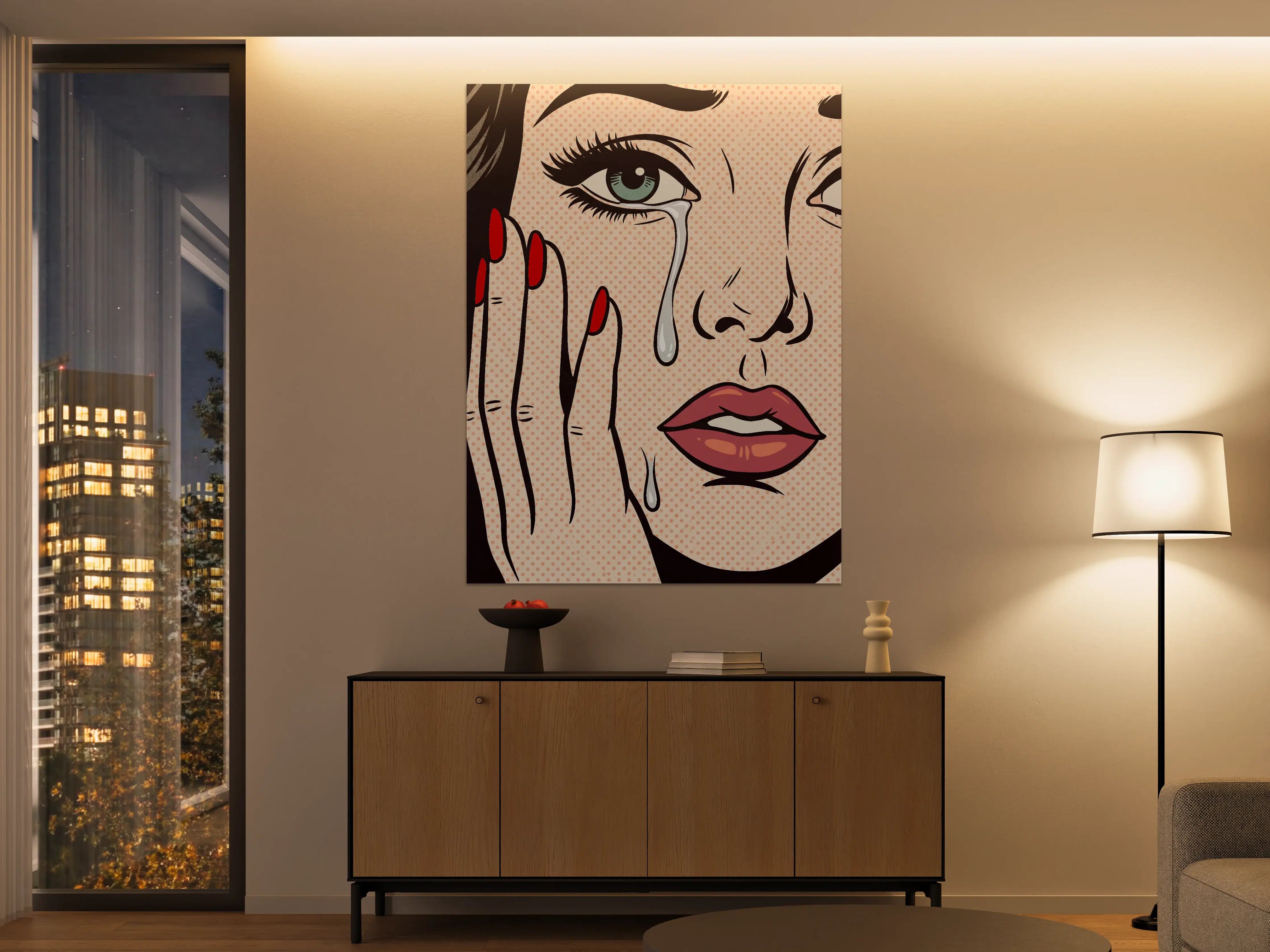 Große Wandbilder - Pop-Art-Gesicht mit Träne