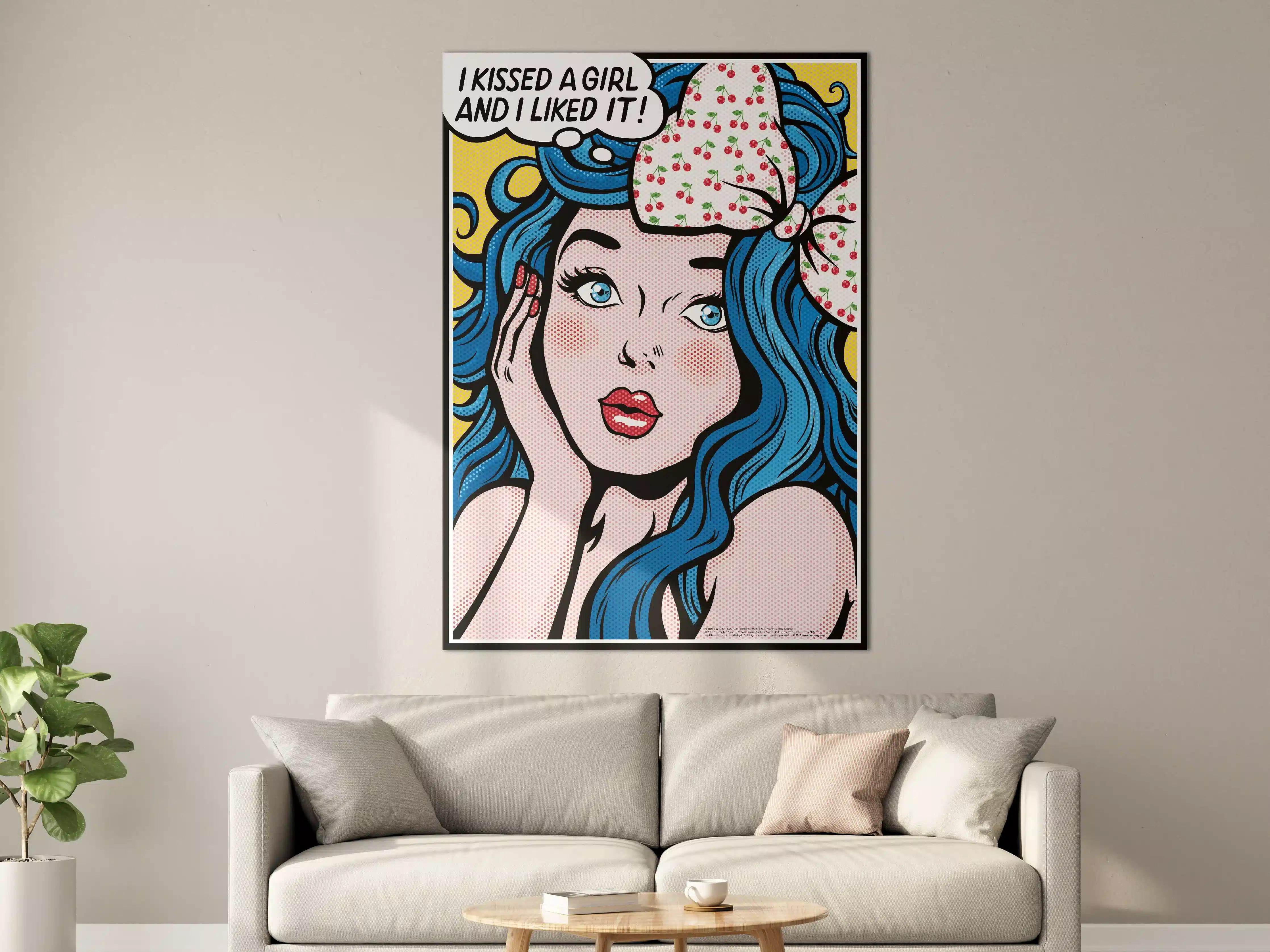 Große Wandbilder - Pop-Art Girl mit blauer Haarpracht