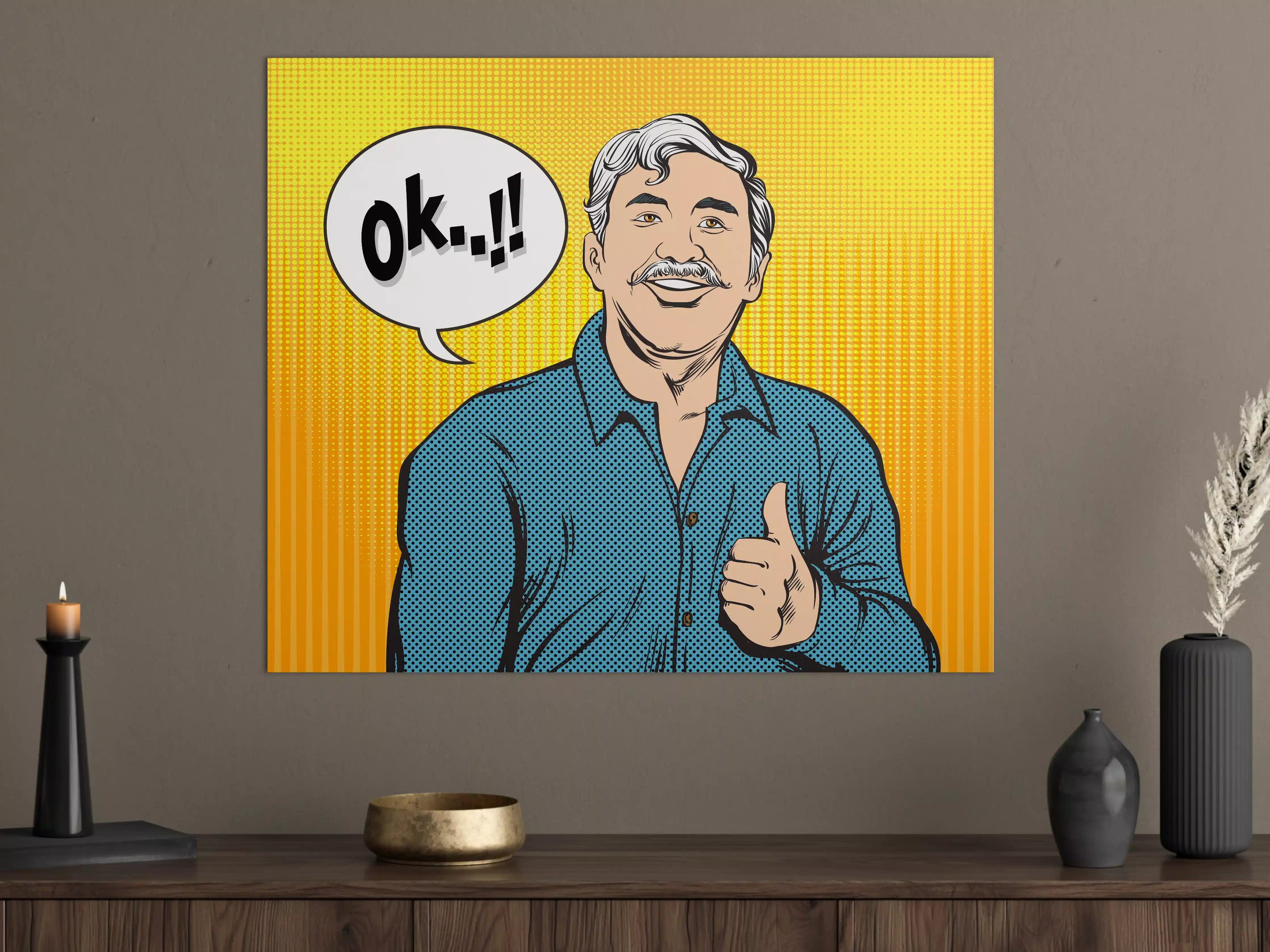 Große Wandbilder - Positiver Comic-Mann Daumen hoch