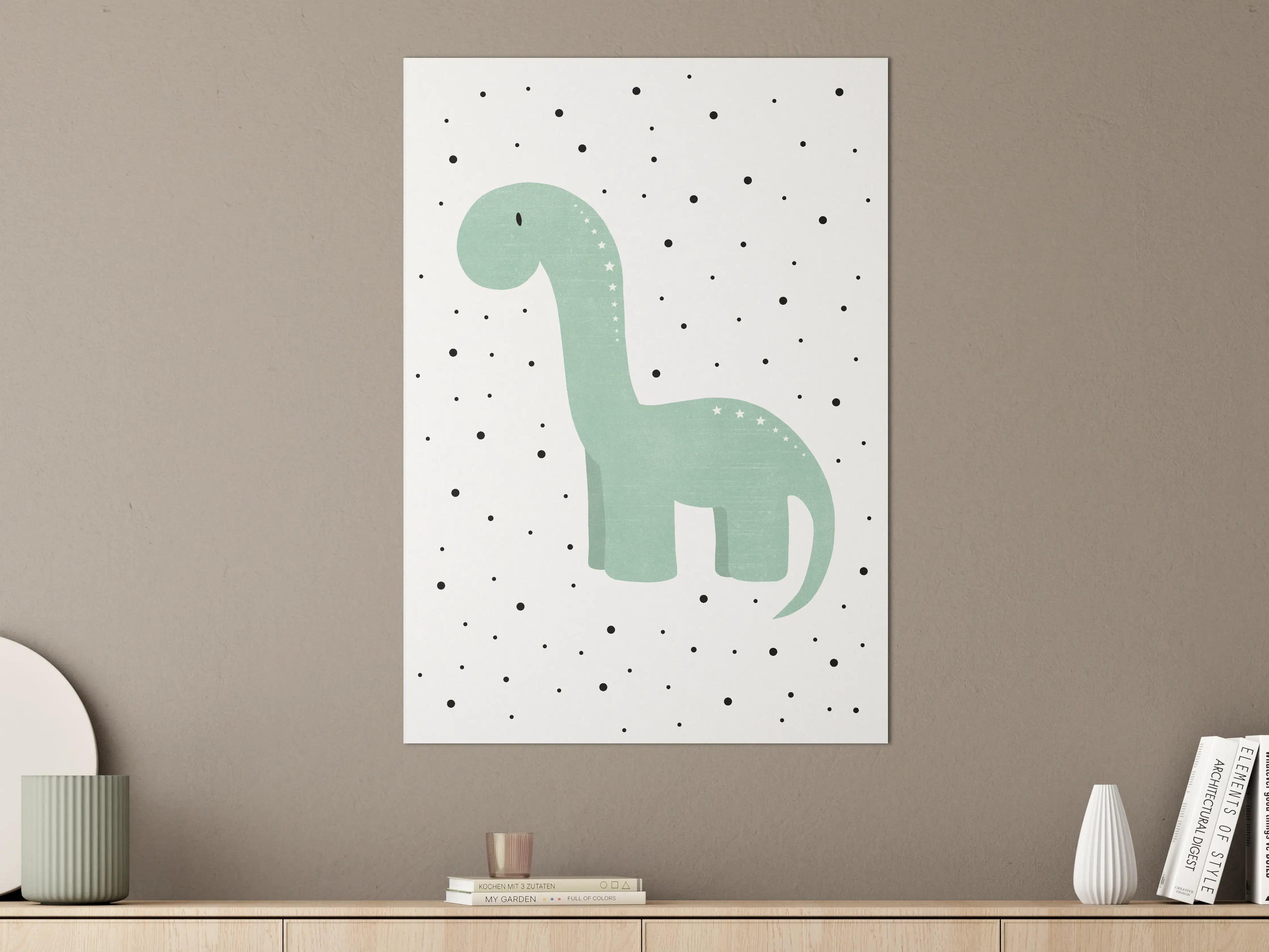 Große Wandbilder - Prächtiges Dinosaurier-Design in Pastellgrün