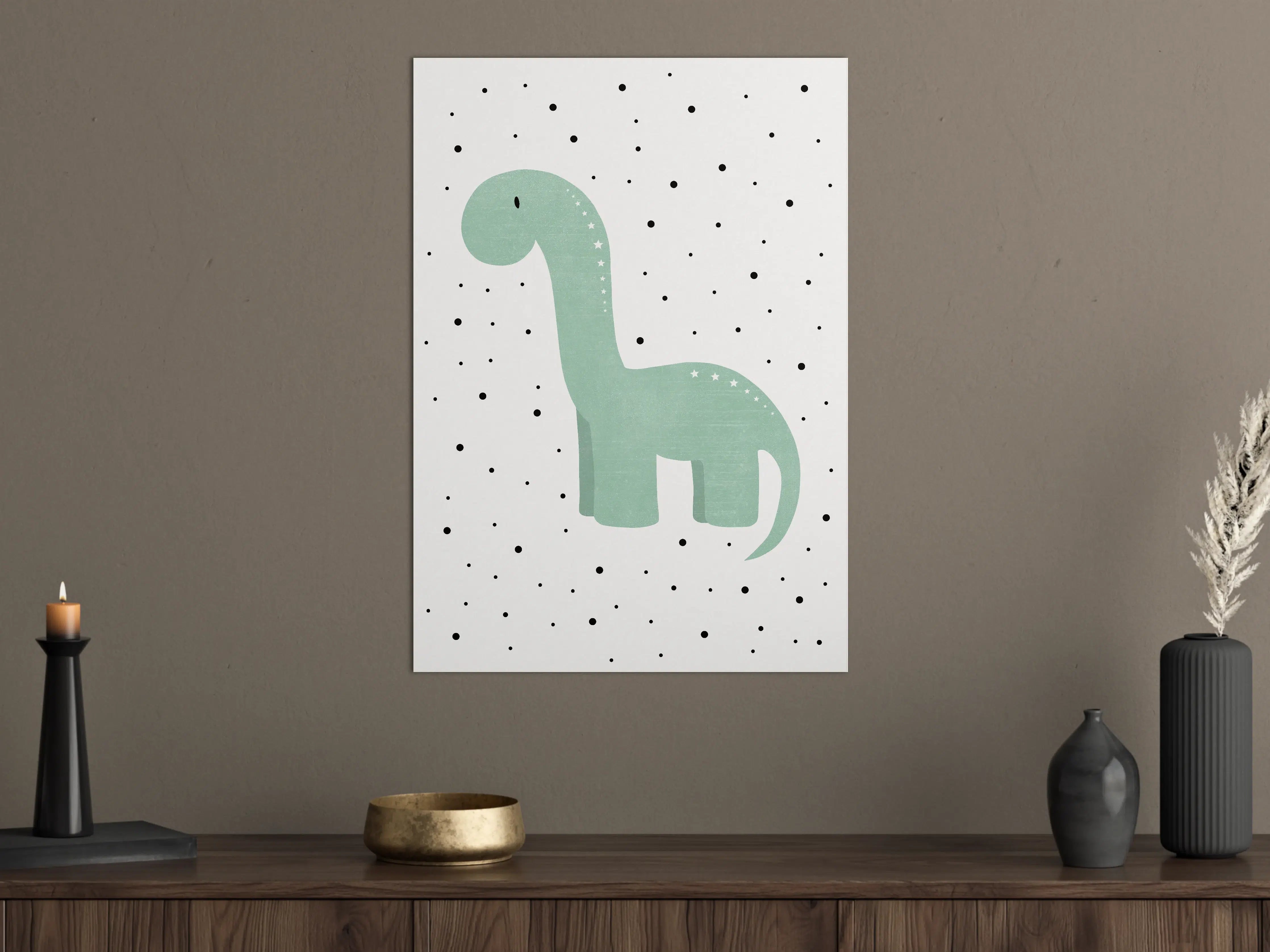Große Wandbilder - Prächtiges Dinosaurier-Design in Pastellgrün