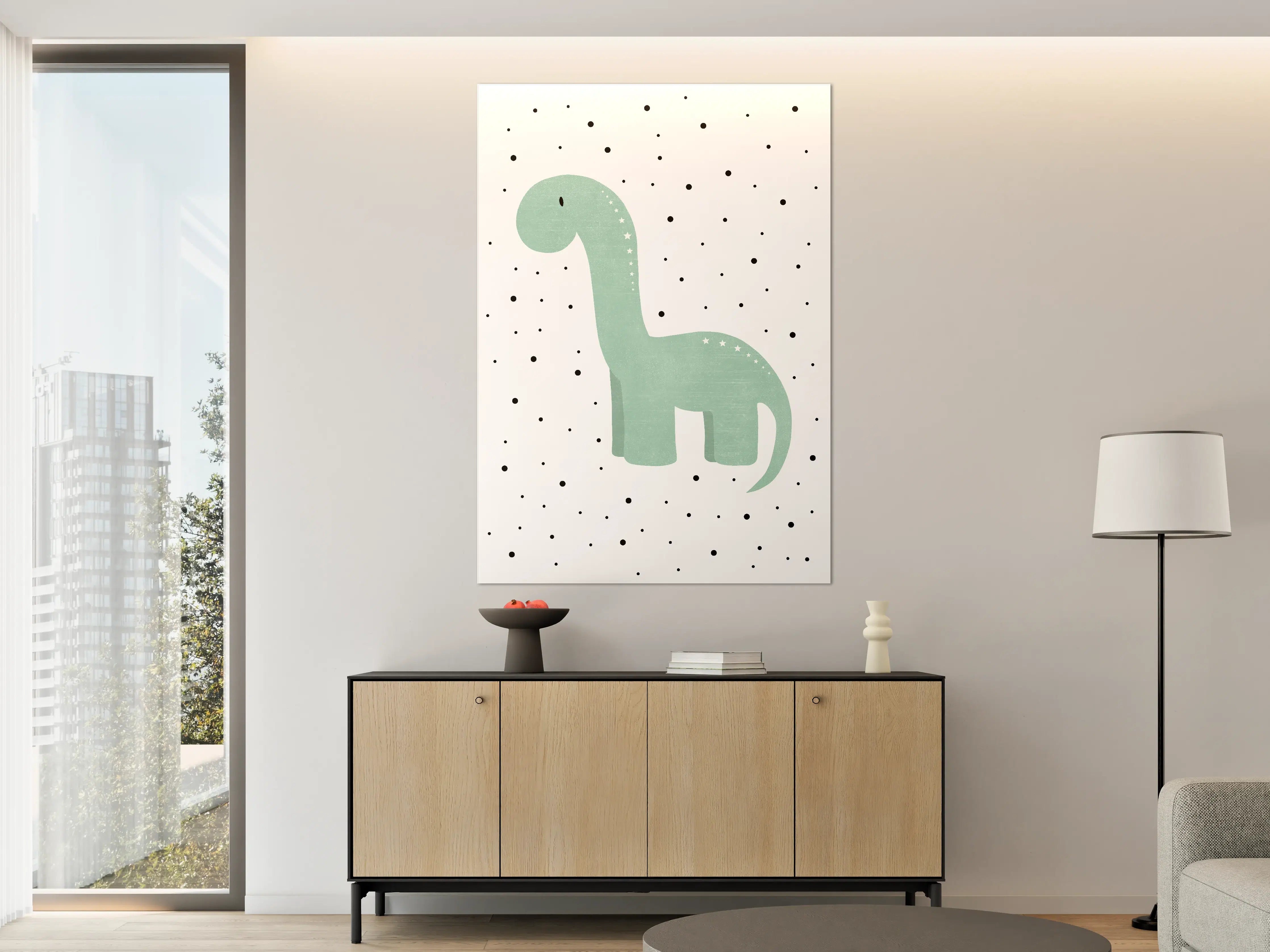 Große Wandbilder - Prächtiges Dinosaurier-Design in Pastellgrün