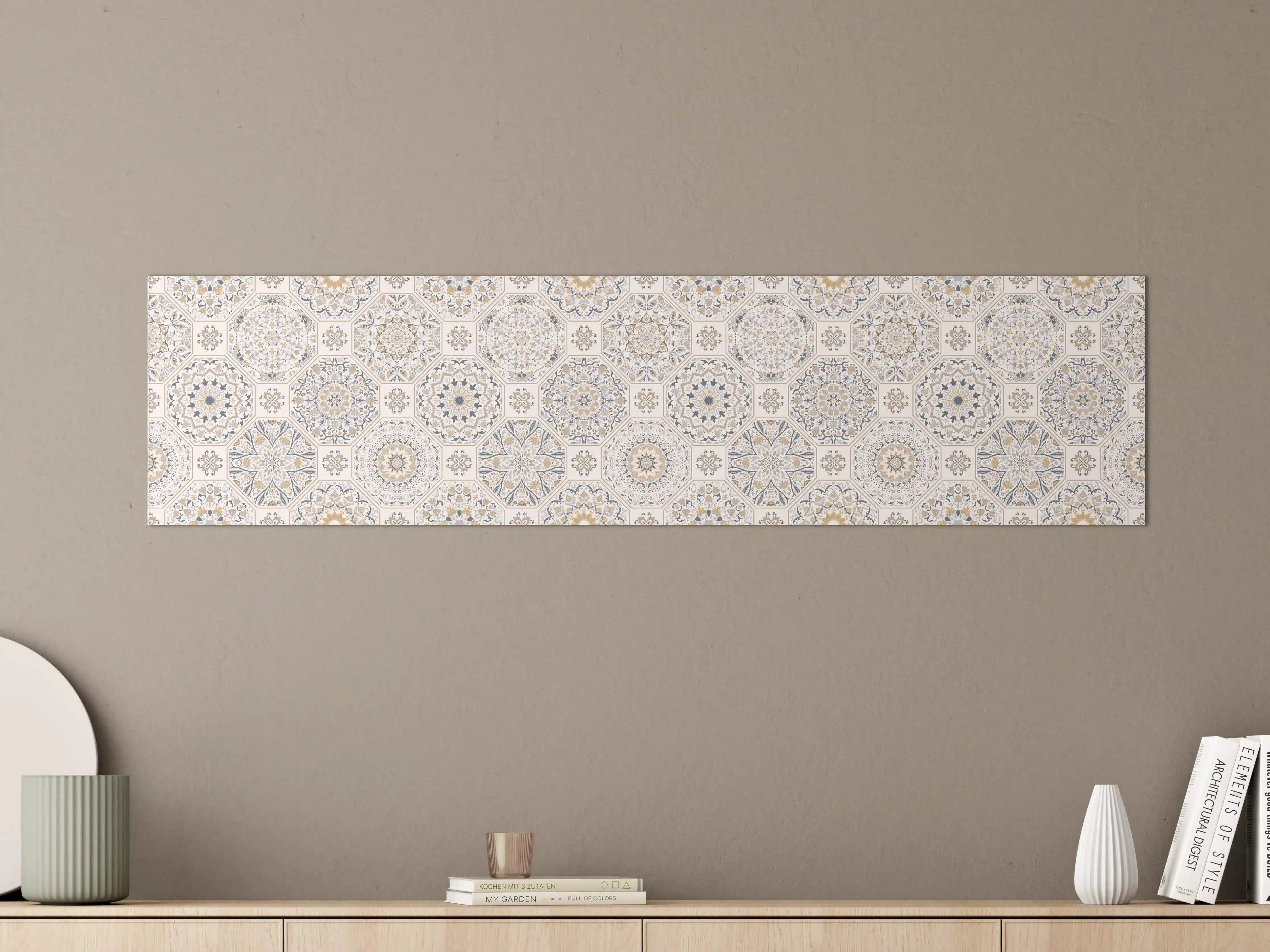 Große Wandbilder - Premium Weiß-Grau Ornament-Muster