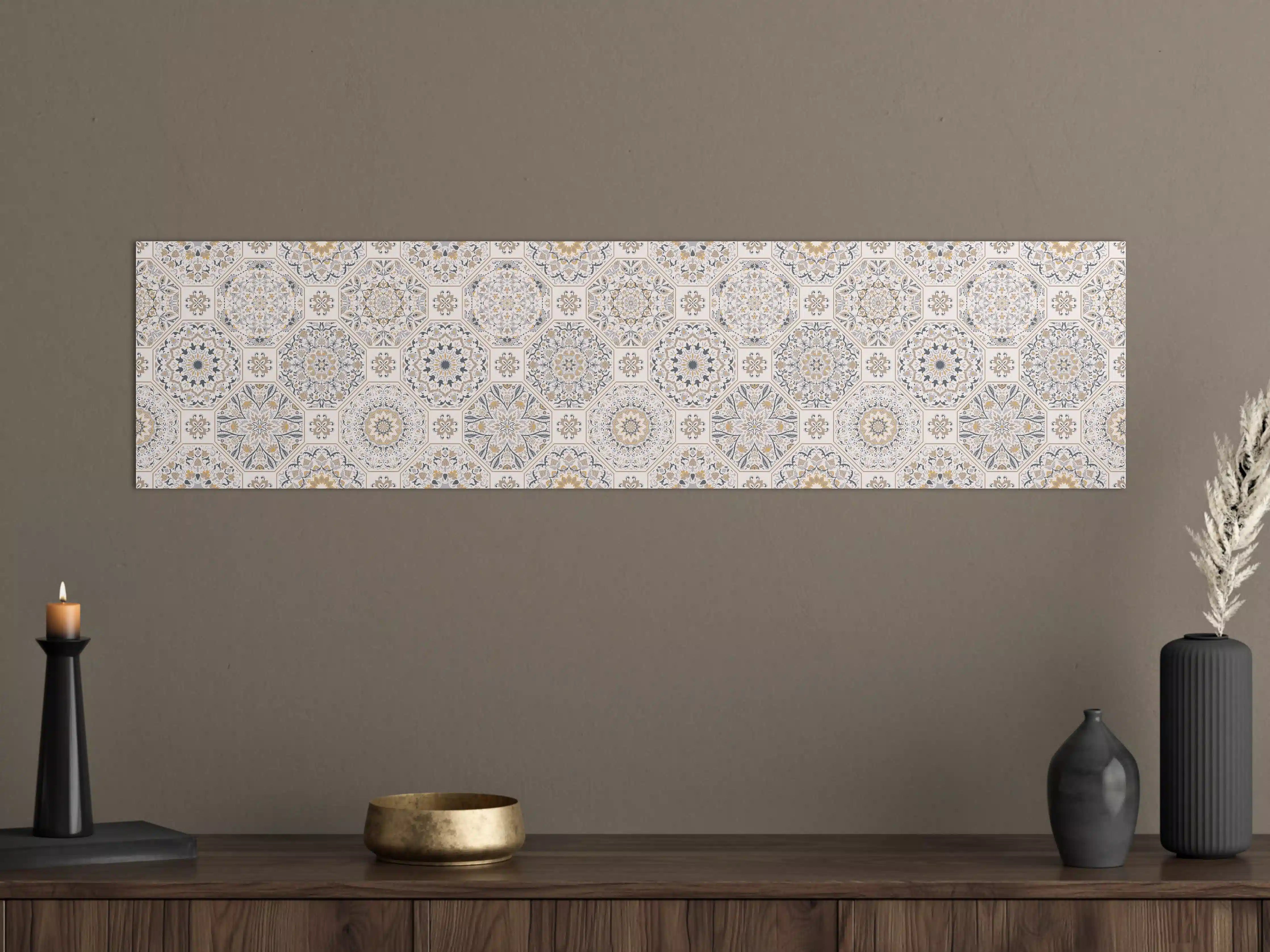 Große Wandbilder - Premium Weiß-Grau Ornament-Muster