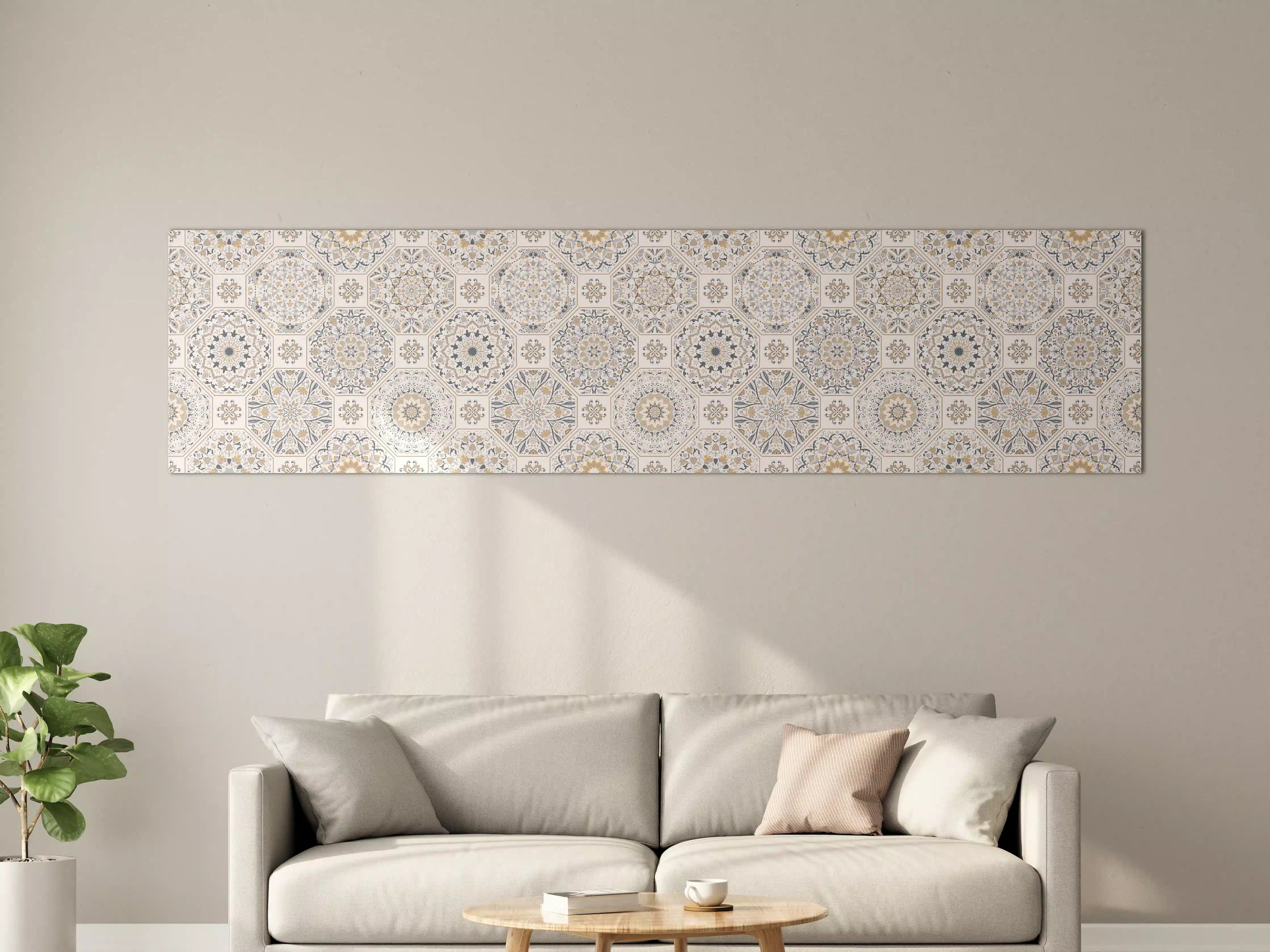 Große Wandbilder - Premium Weiß-Grau Ornament-Muster