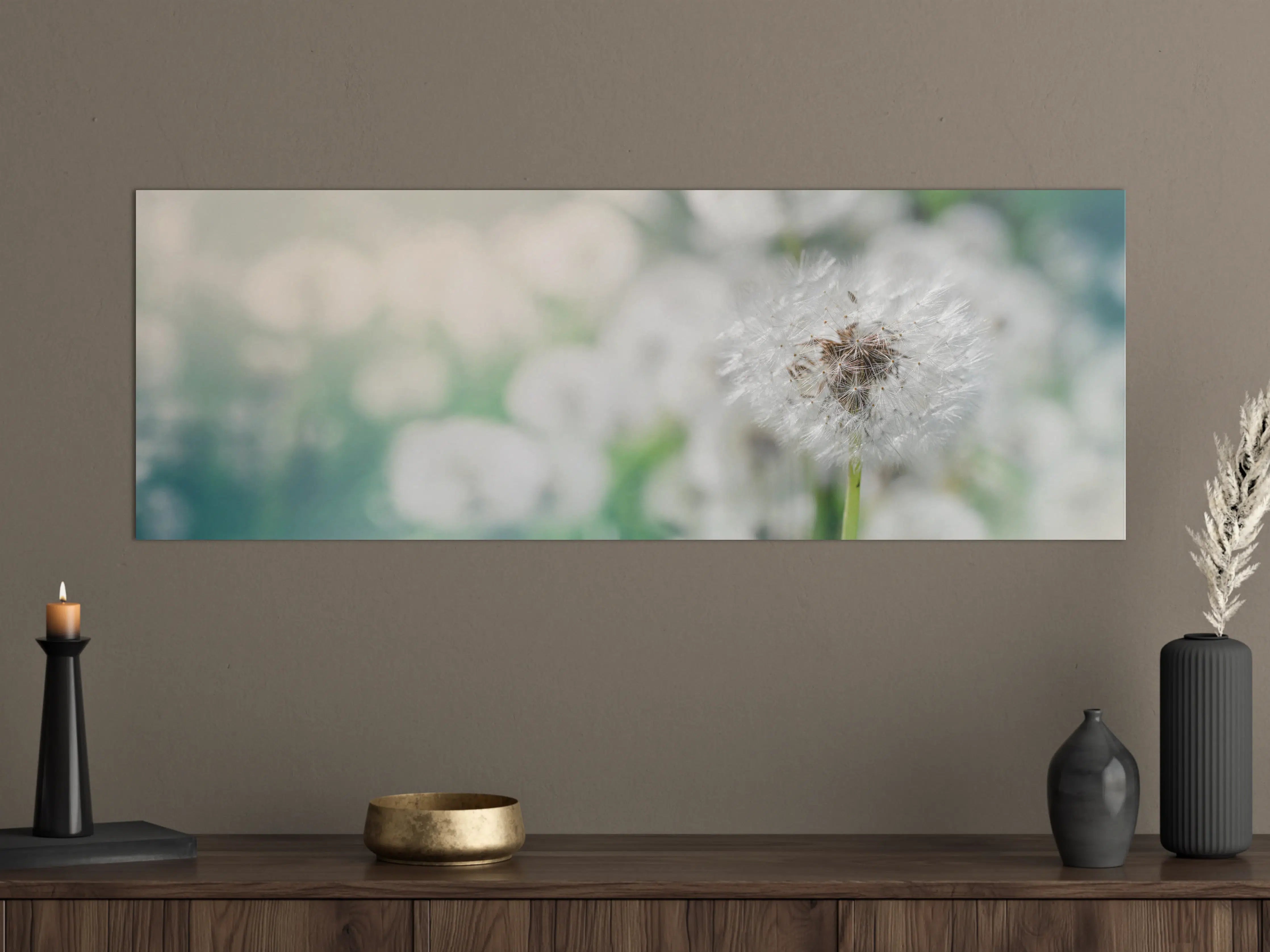 Große Wandbilder - Pusteblume in Türkis-Weiß