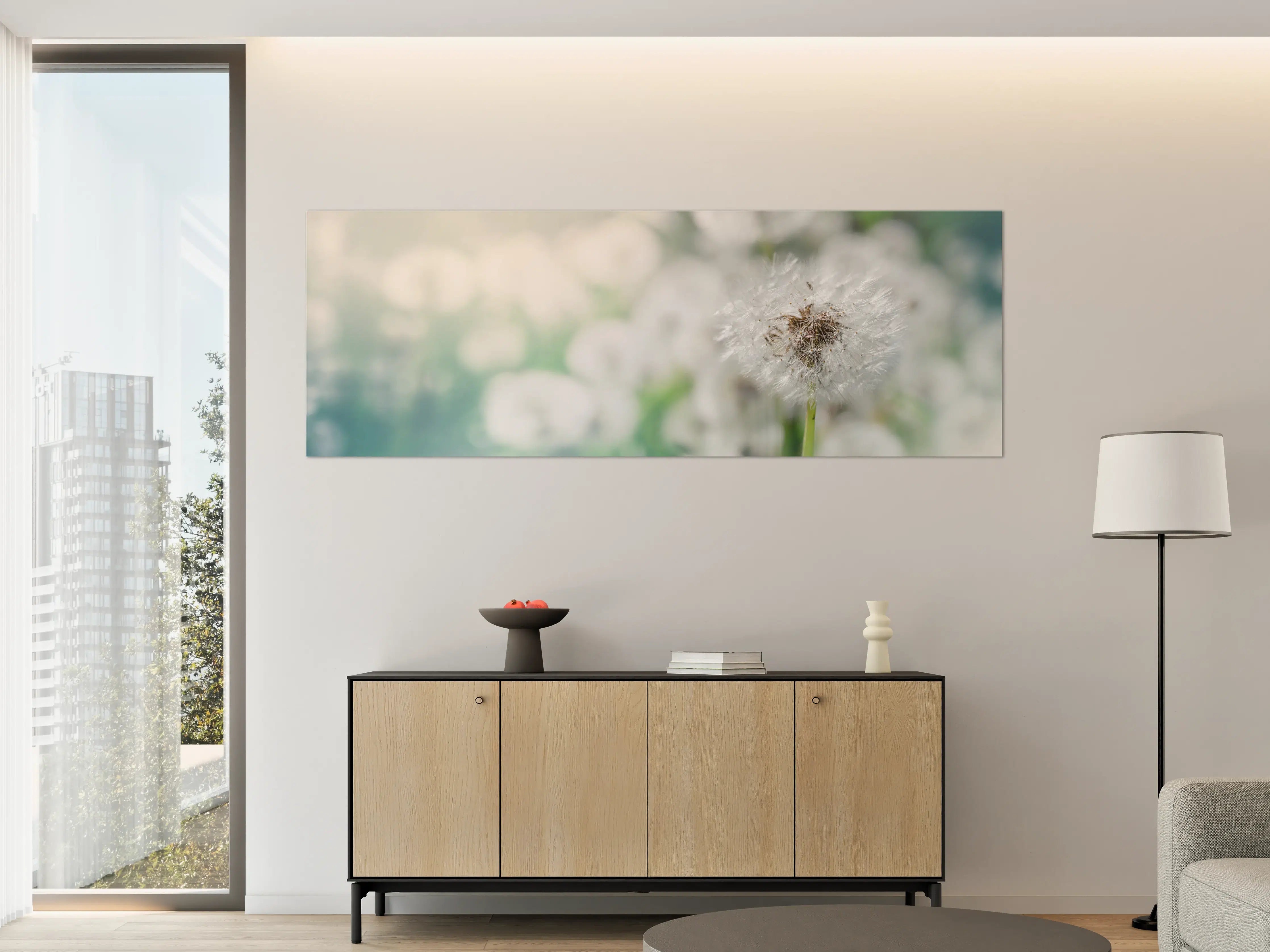 Große Wandbilder - Pusteblume in Türkis-Weiß
