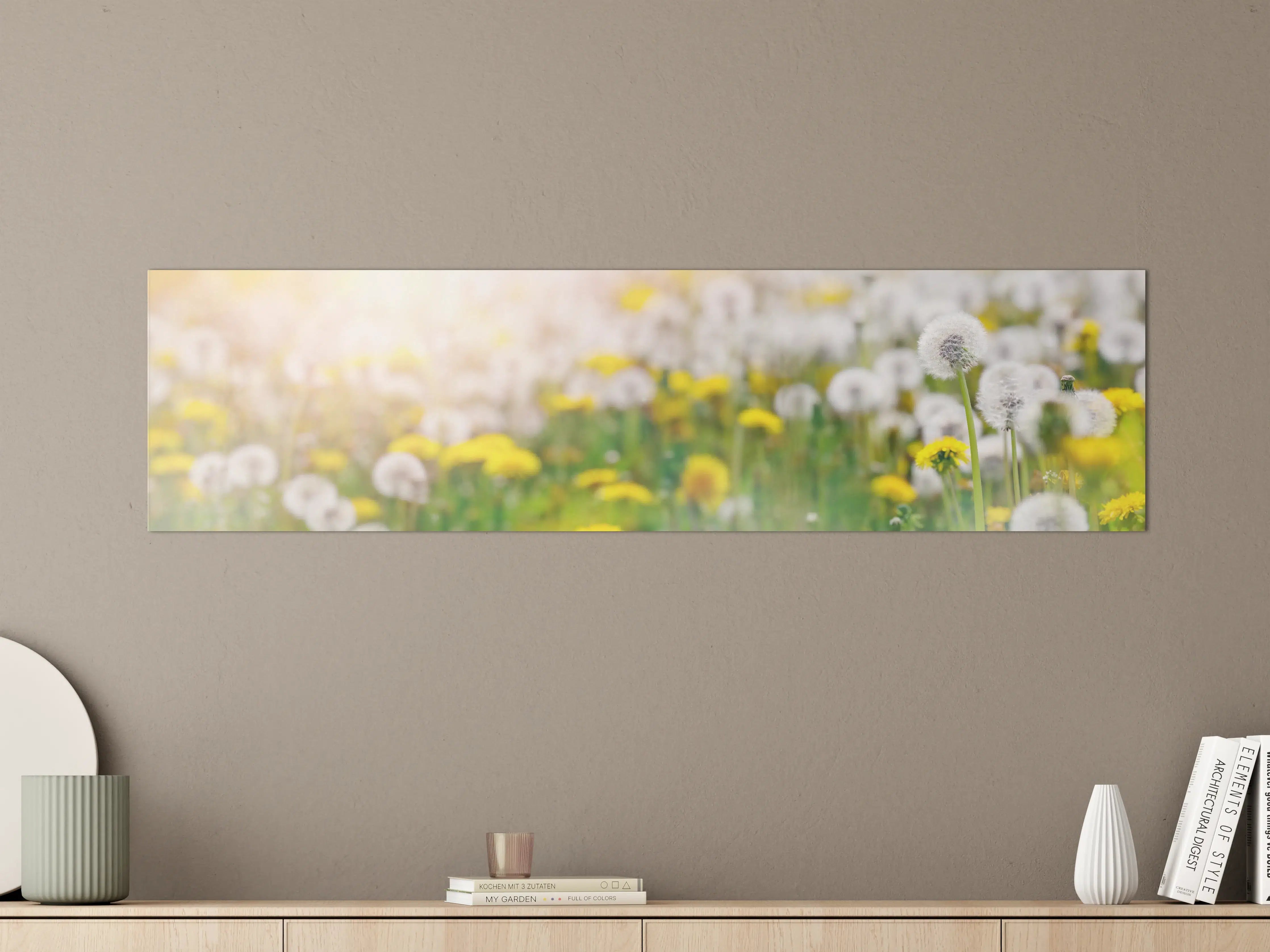 Große Wandbilder - Pusteblumen-Wiese Gelb Weiß