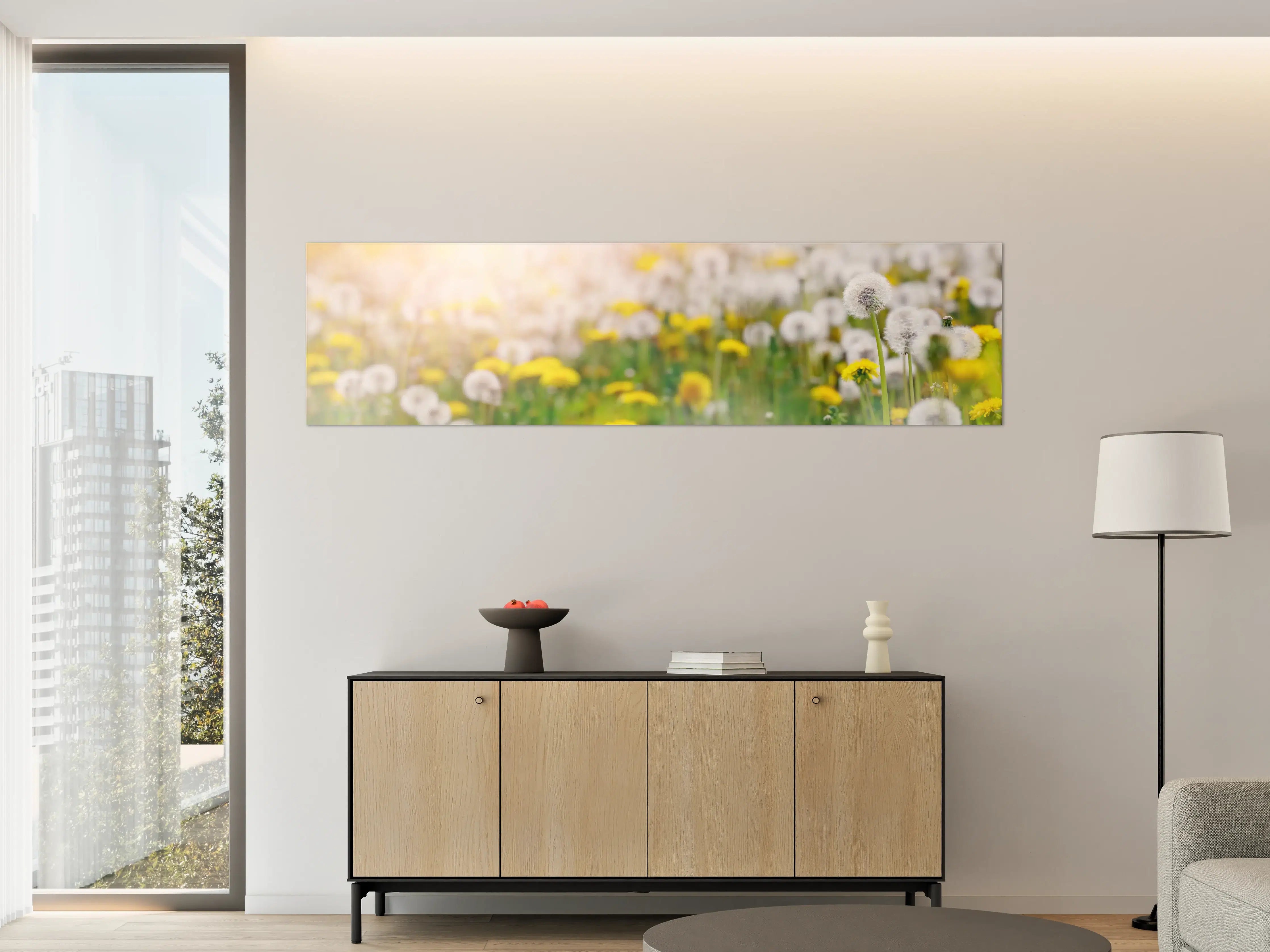 Große Wandbilder - Pusteblumen-Wiese Gelb Weiß