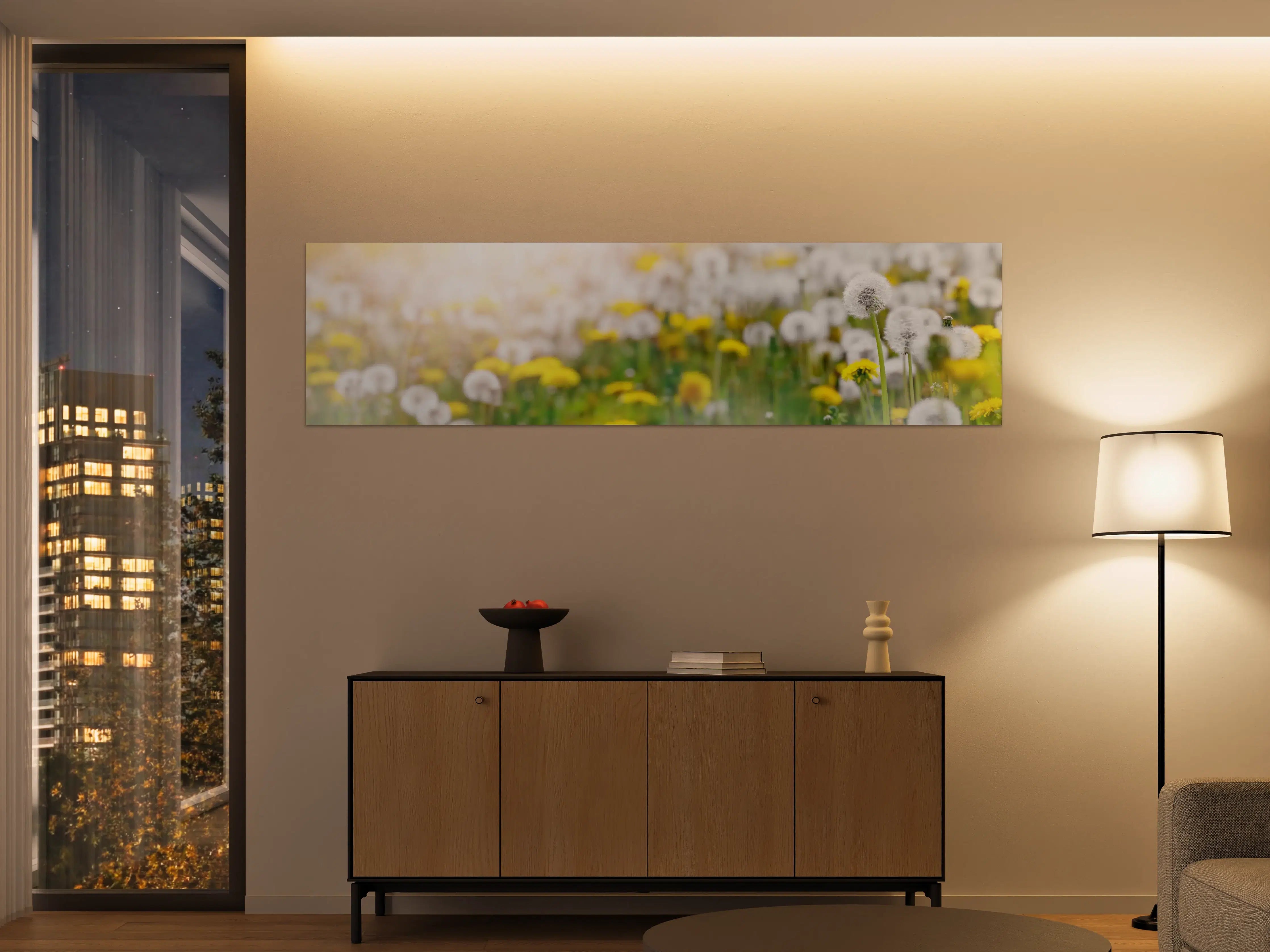 Große Wandbilder - Pusteblumen-Wiese Gelb Weiß