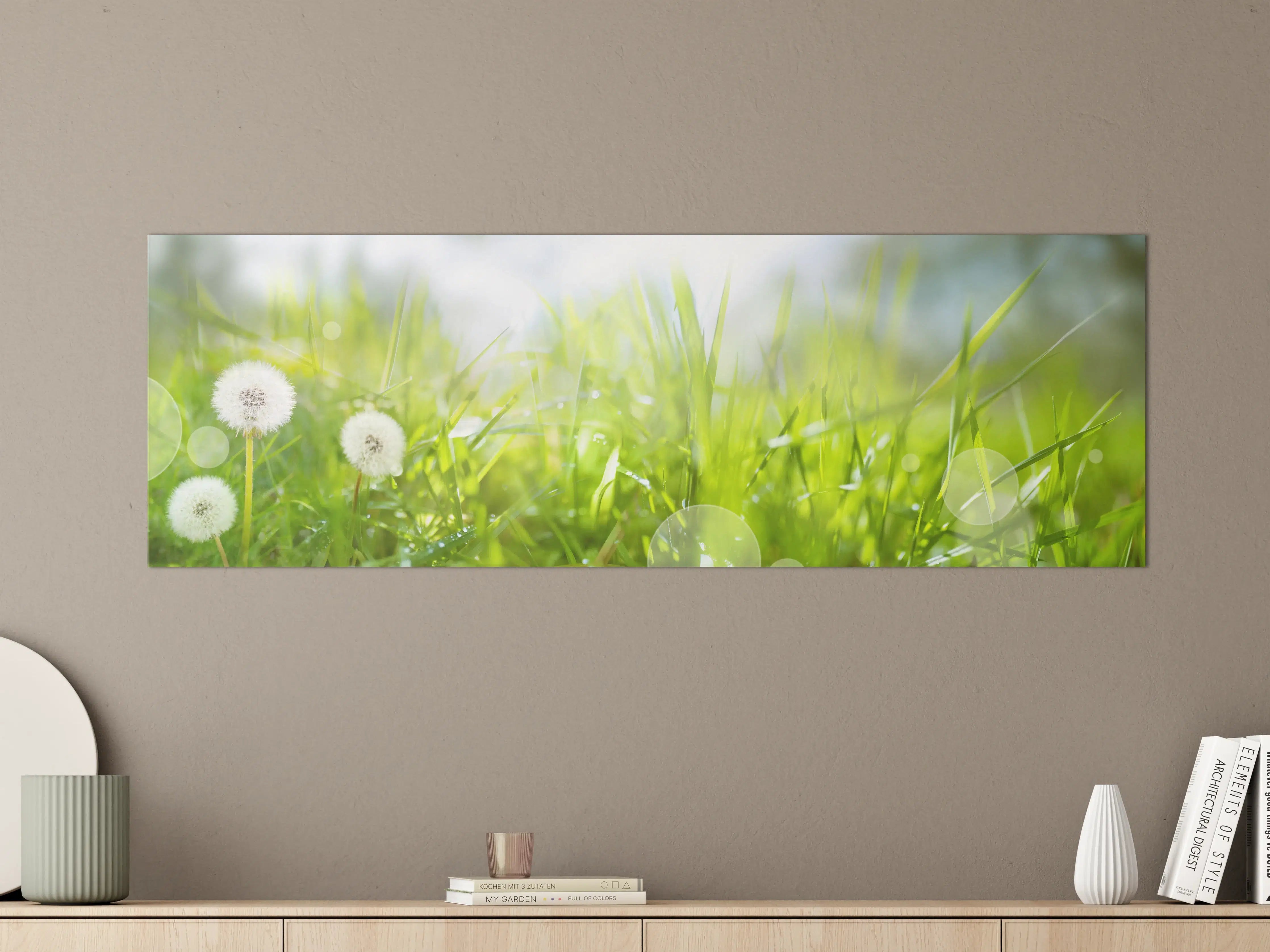 Große Wandbilder - Pusteblumen auf grüner Wiese