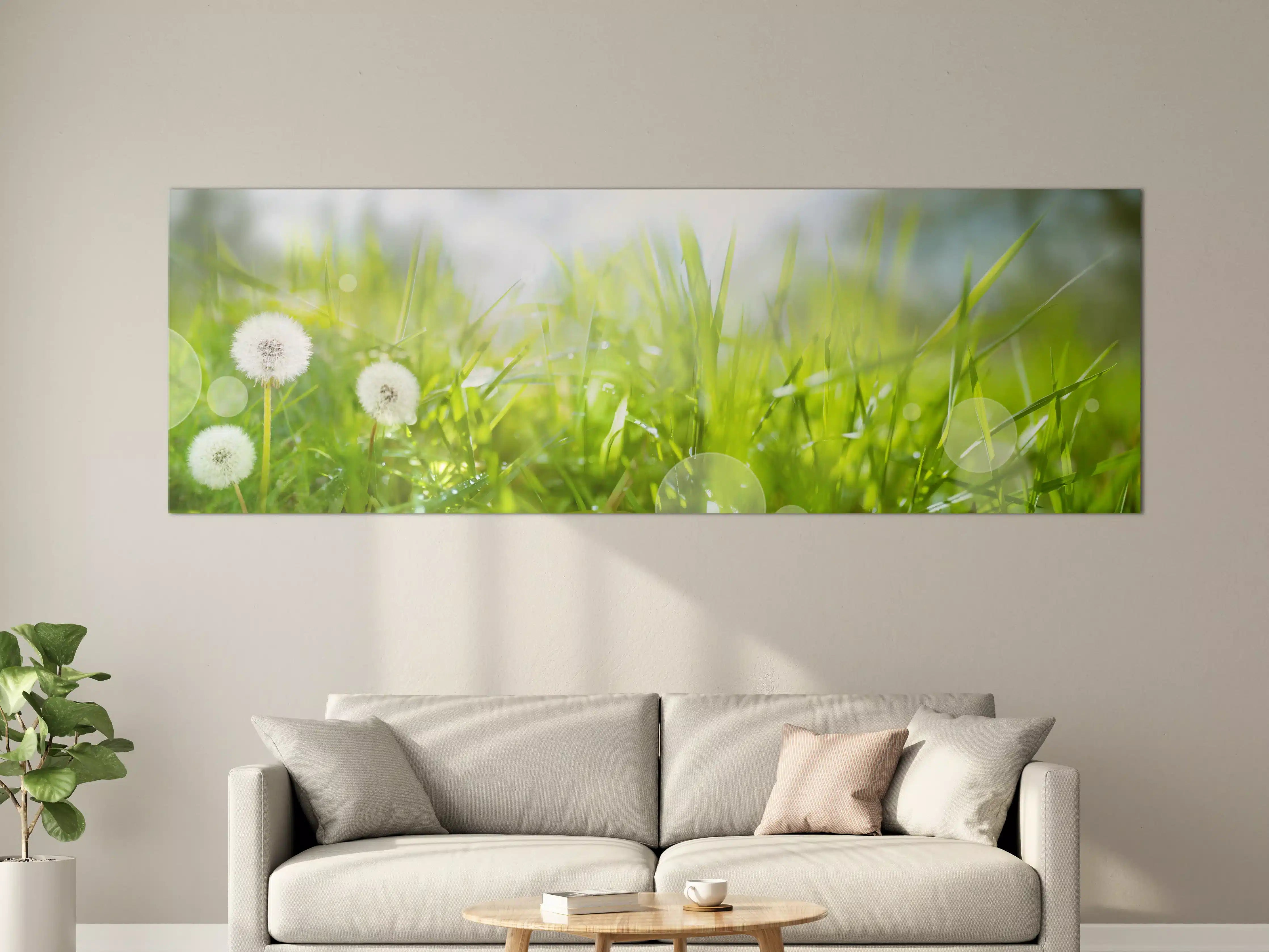 Große Wandbilder - Pusteblumen auf grüner Wiese