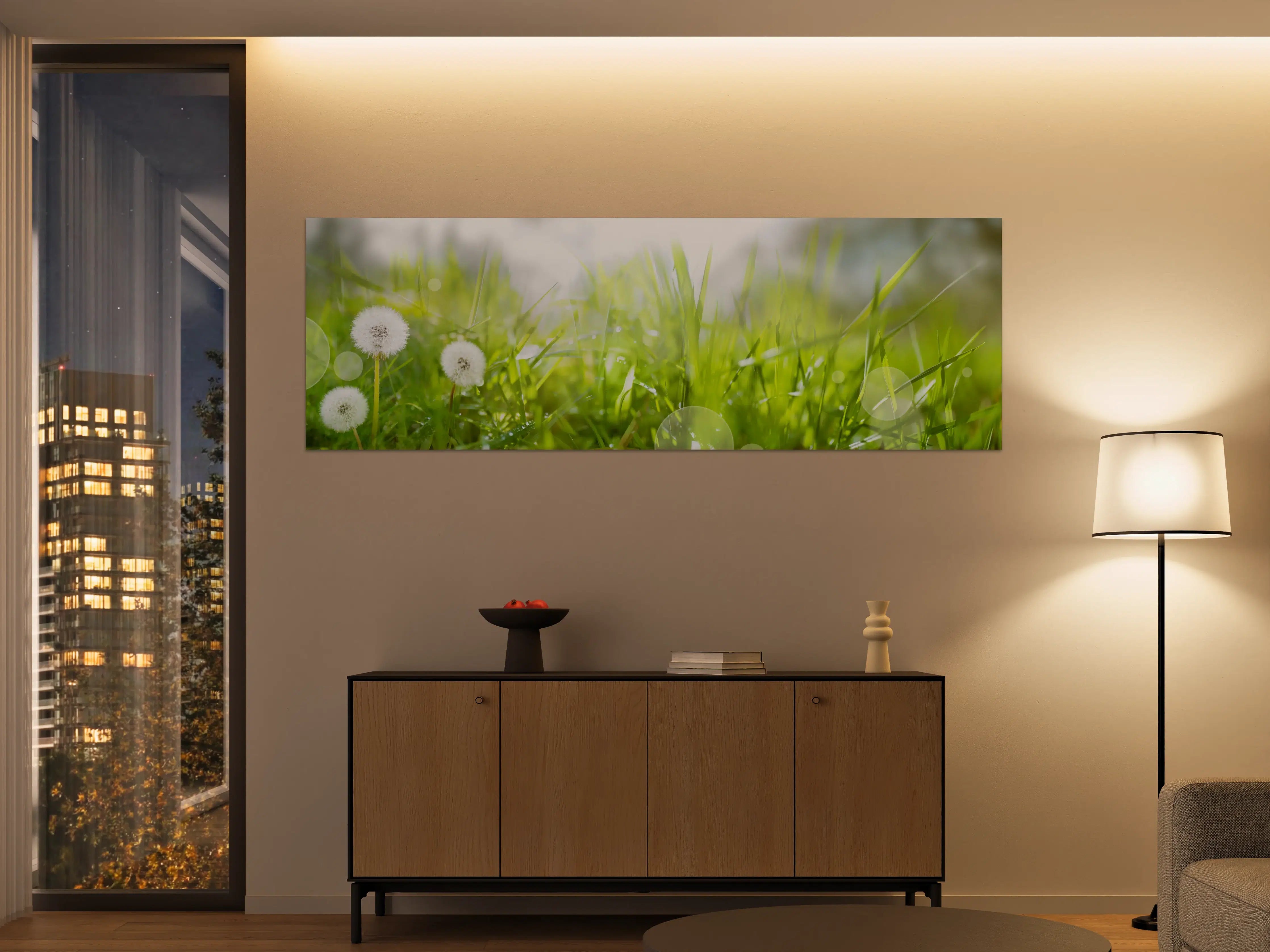 Große Wandbilder - Pusteblumen auf grüner Wiese