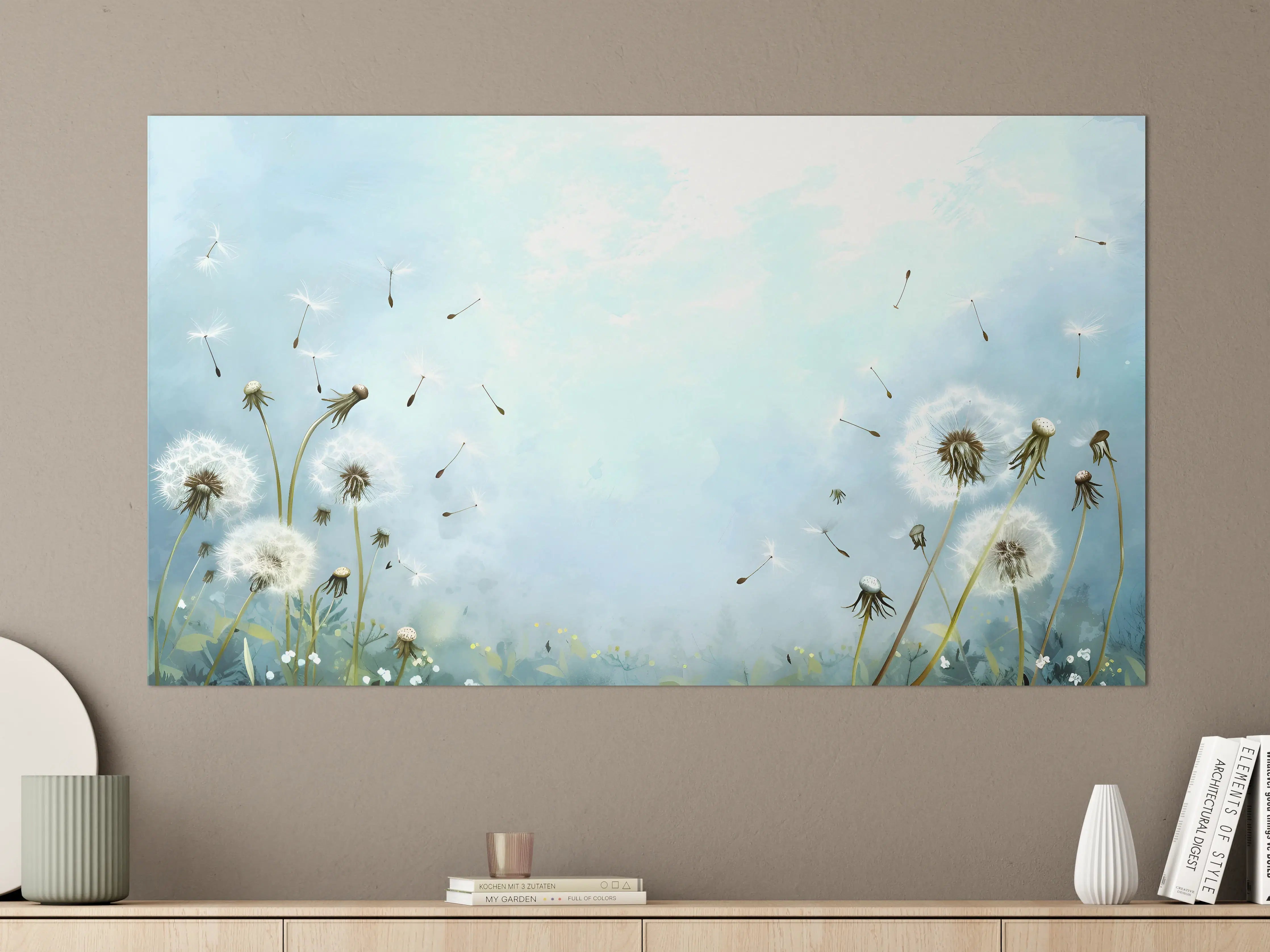 Große Wandbilder - Pusteblumen im blauen Himmel