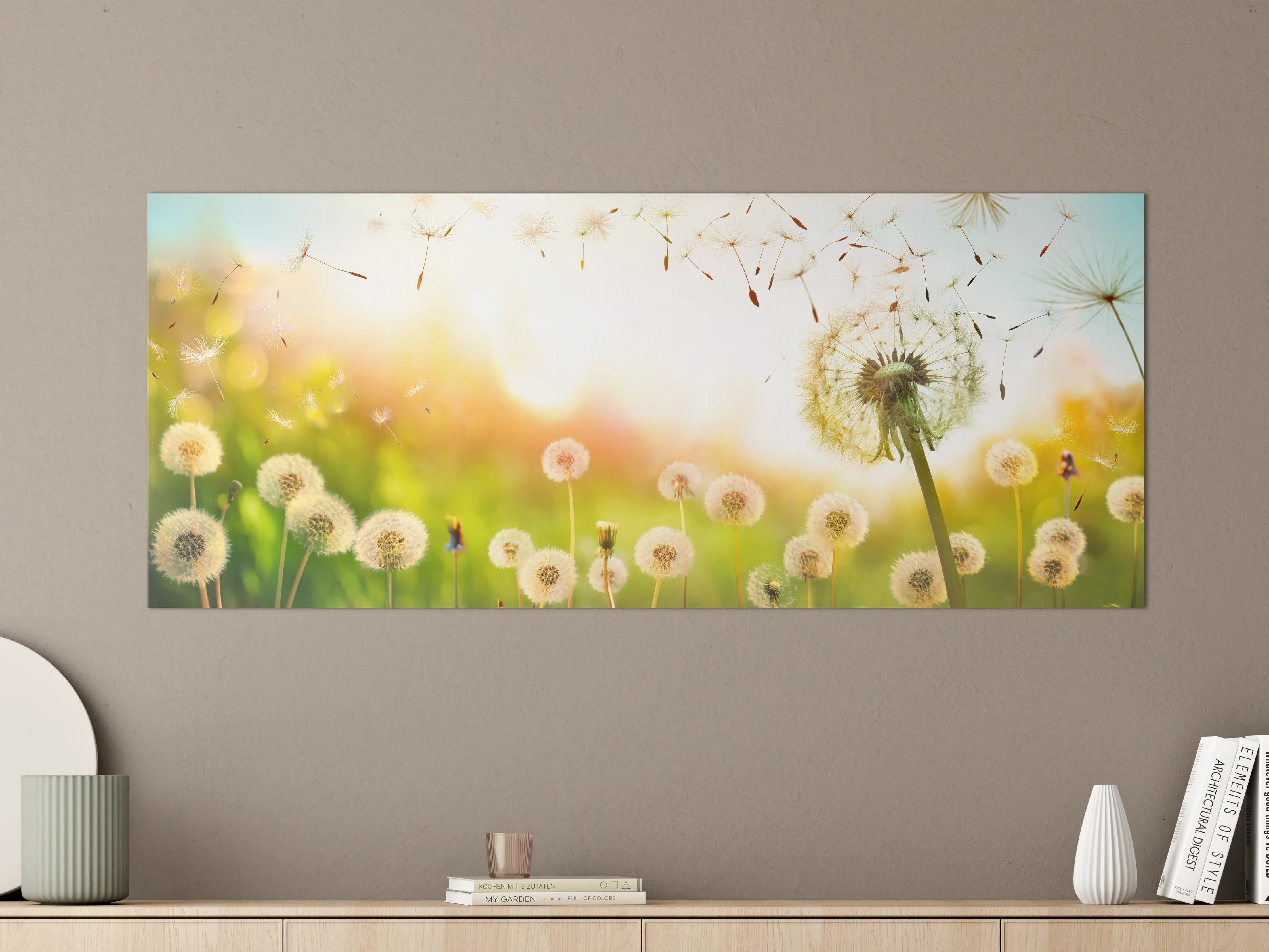 Große Wandbilder - Pusteblumen im goldenen Licht