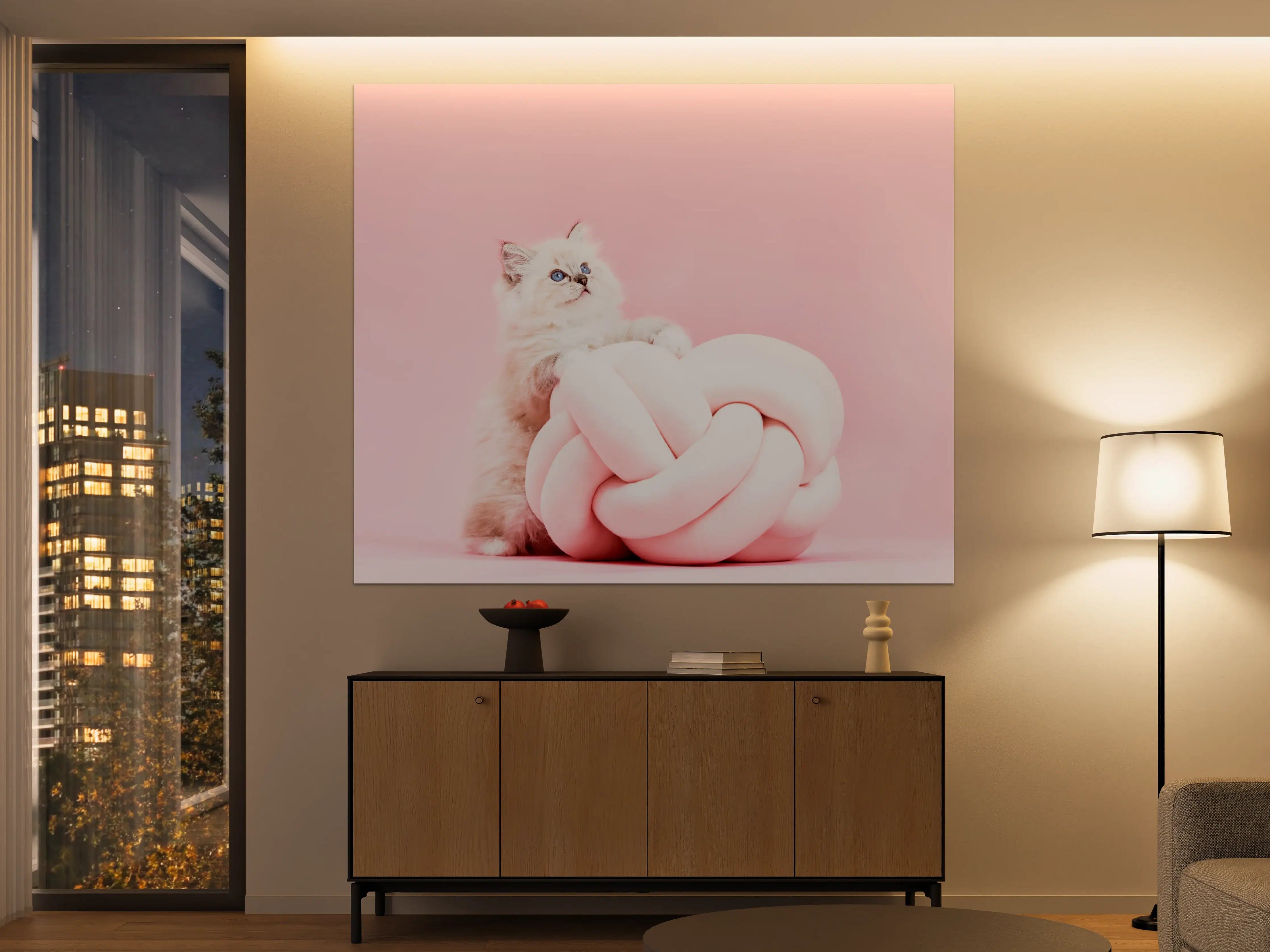 Große Wandbilder - Ragdoll Katze auf Pinken Hintergrund