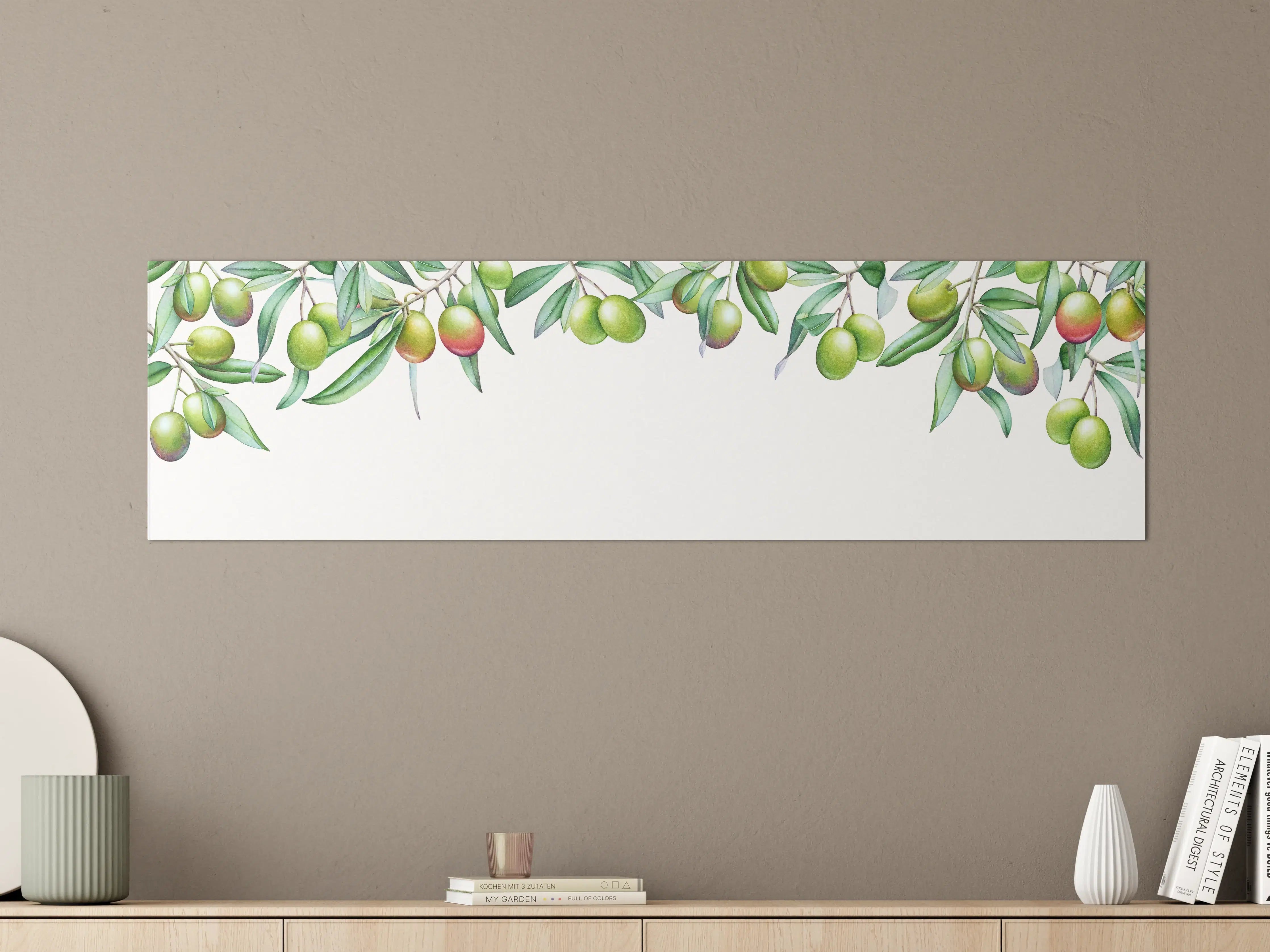 Große Wandbilder - Reife Olive mit grünen und violetten Früchten