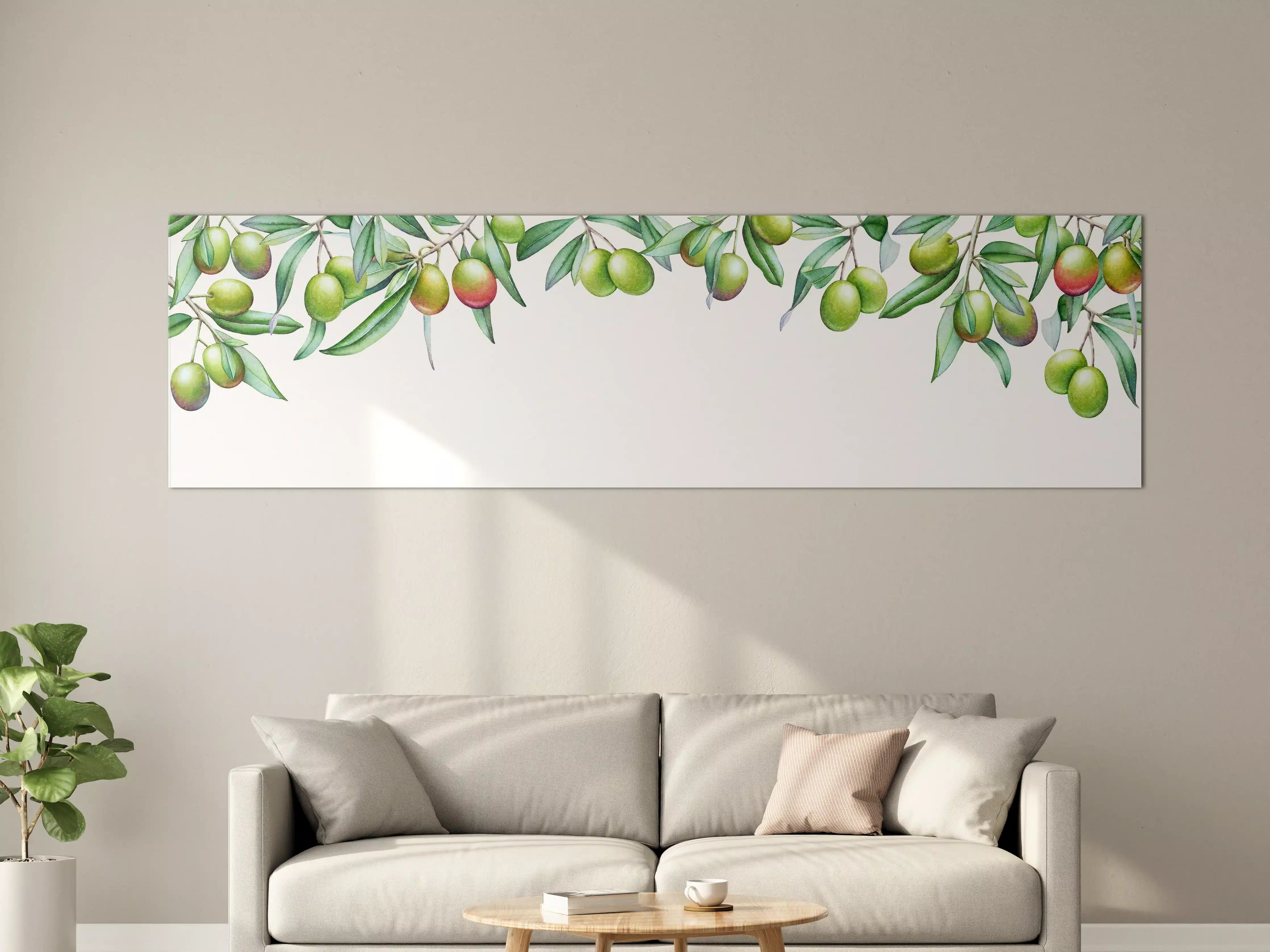 Große Wandbilder - Reife Olive mit grünen und violetten Früchten