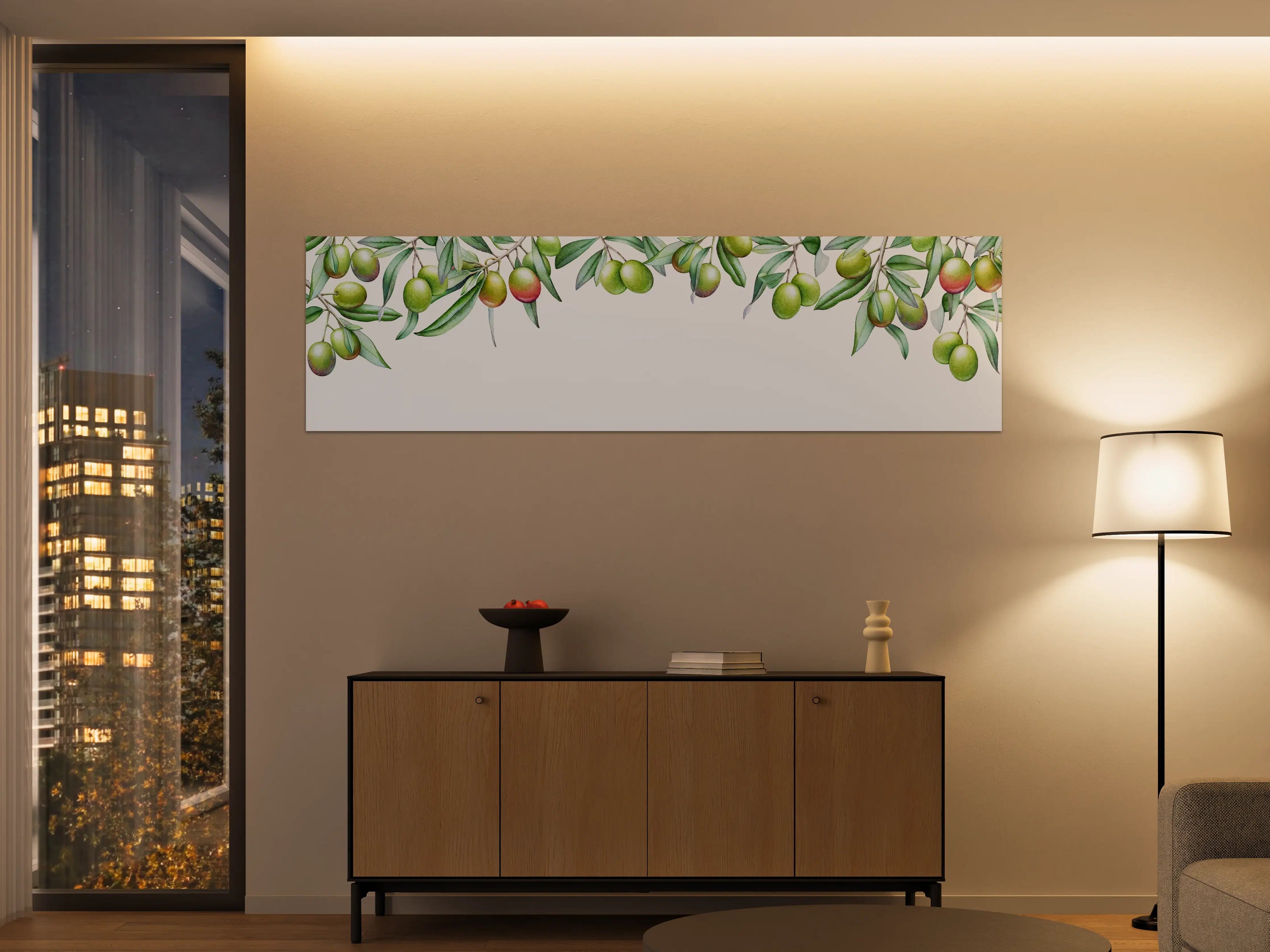Große Wandbilder - Reife Olive mit grünen und violetten Früchten