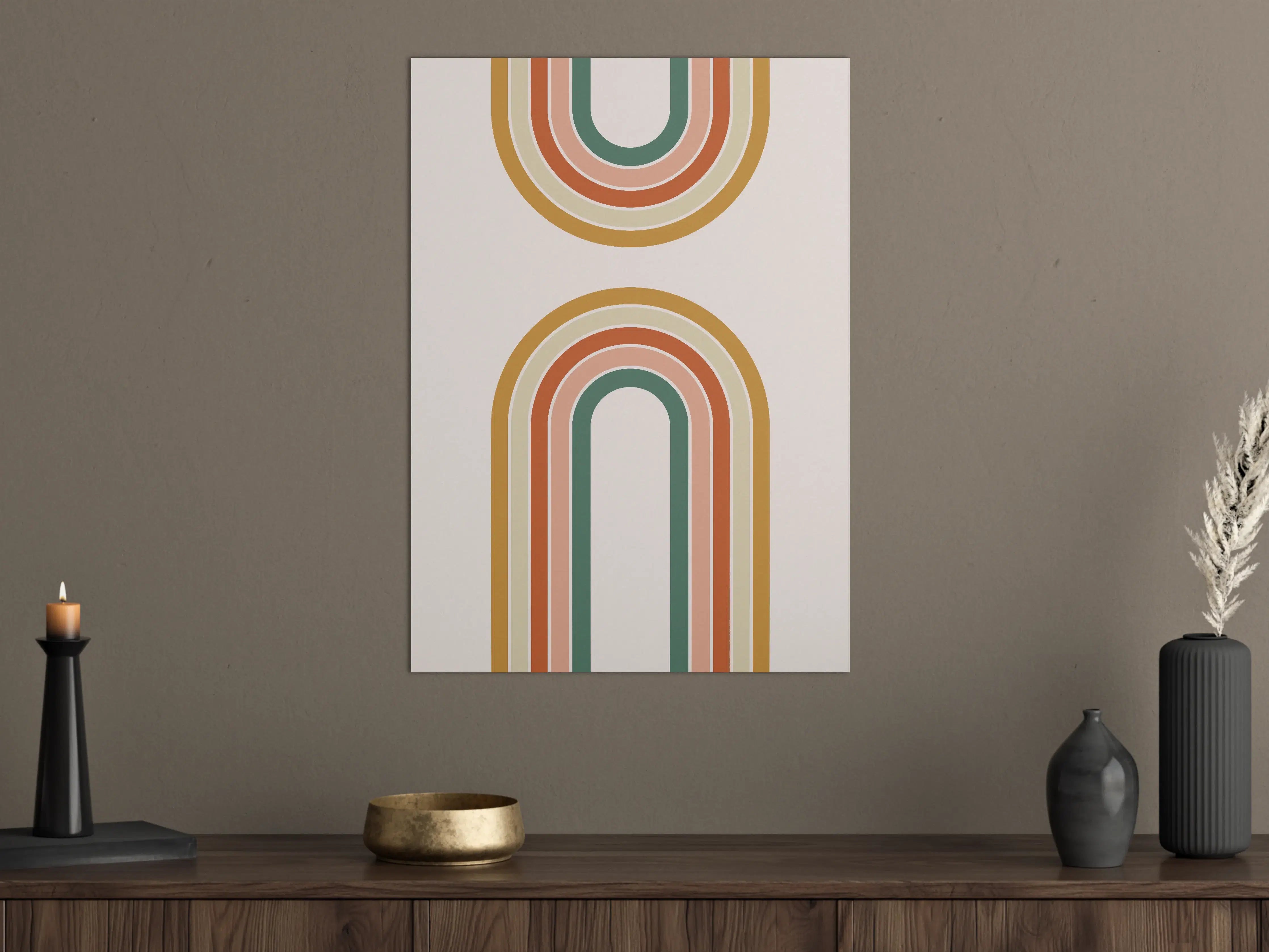 Große Wandbilder - Retro-Design mit geometrischen Regenbogenmustern