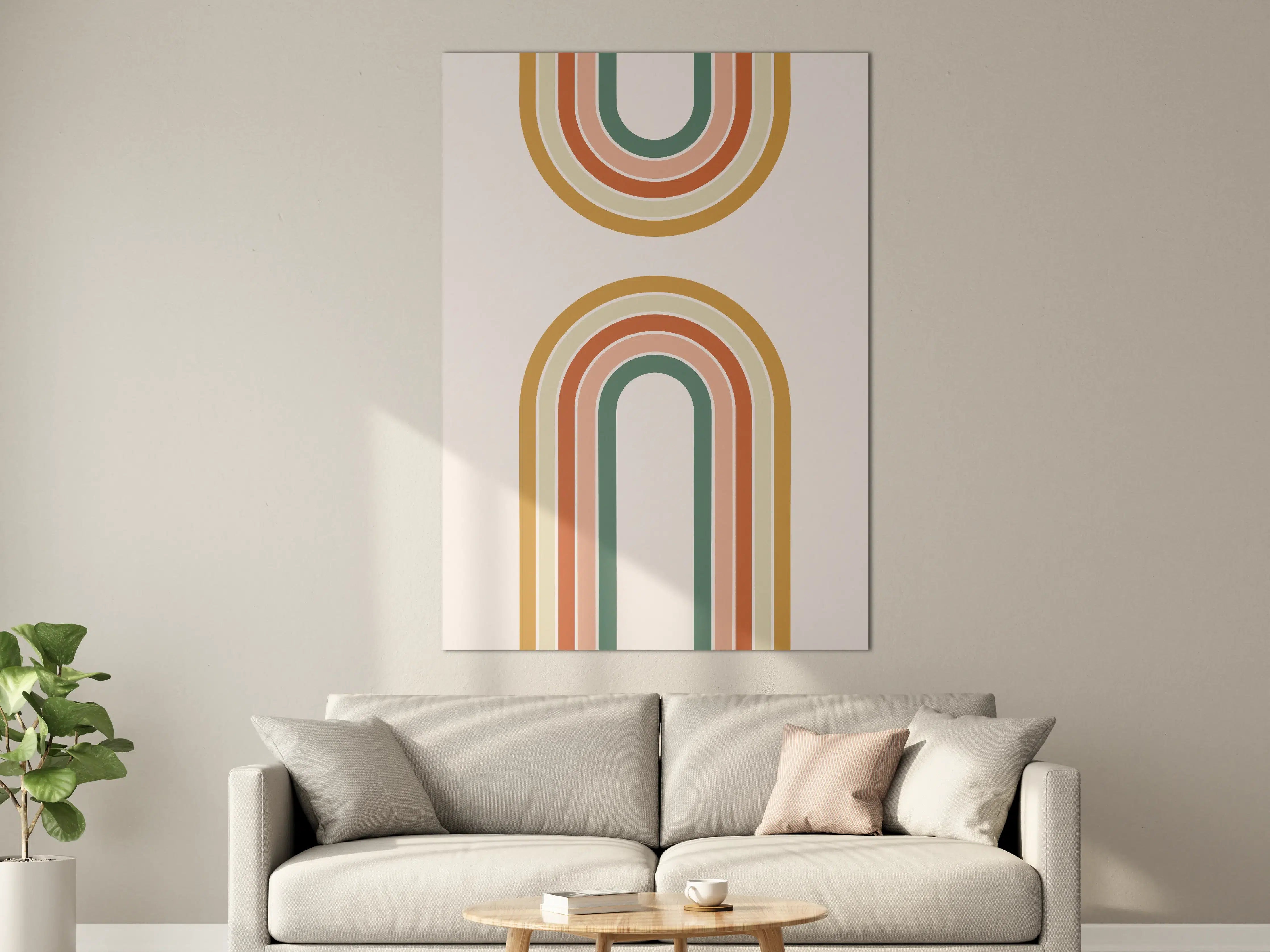 Große Wandbilder - Retro-Design mit geometrischen Regenbogenmustern