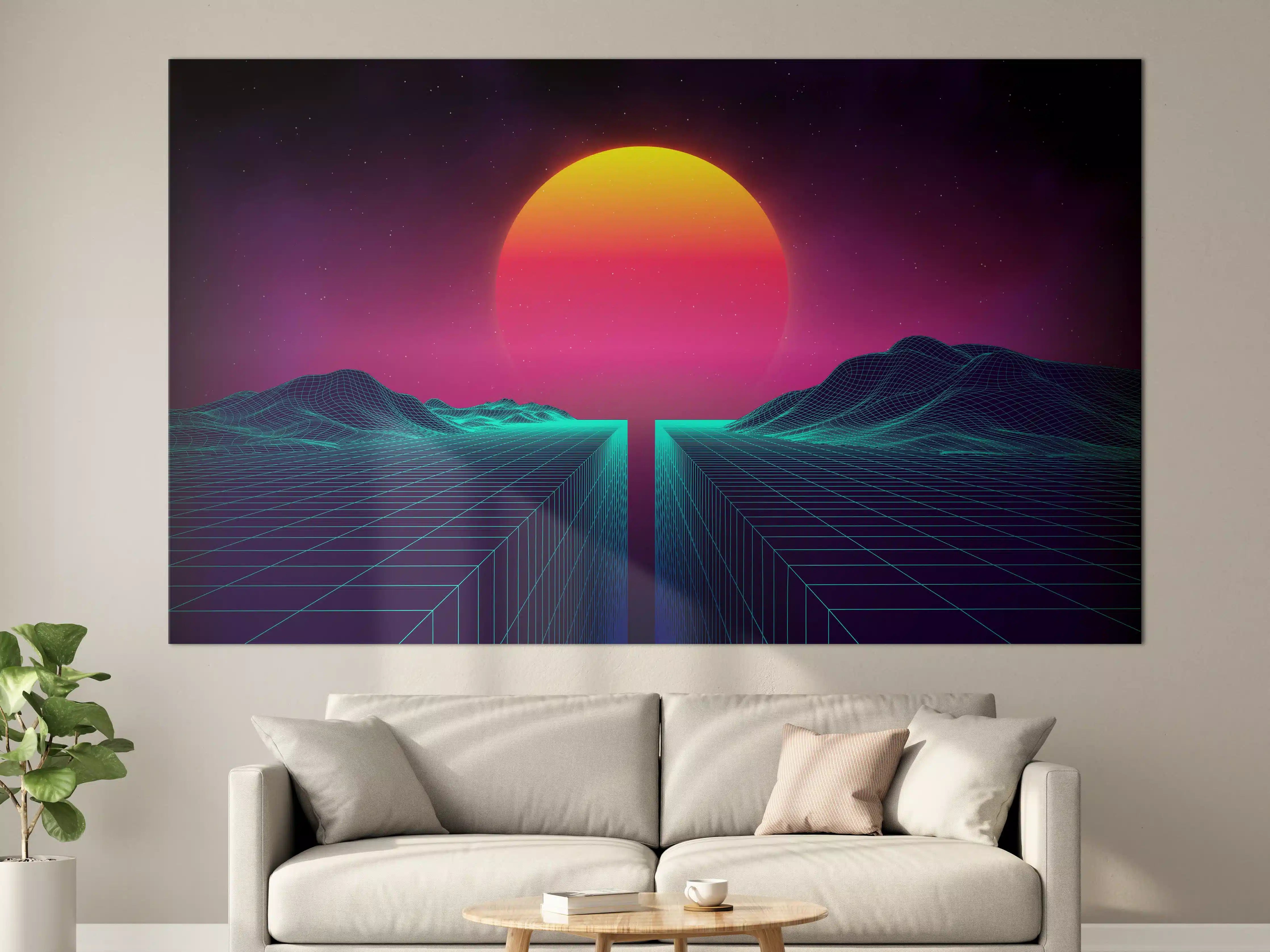 Große Wandbilder - Retro Sci-Fi Cyber-Landschaft