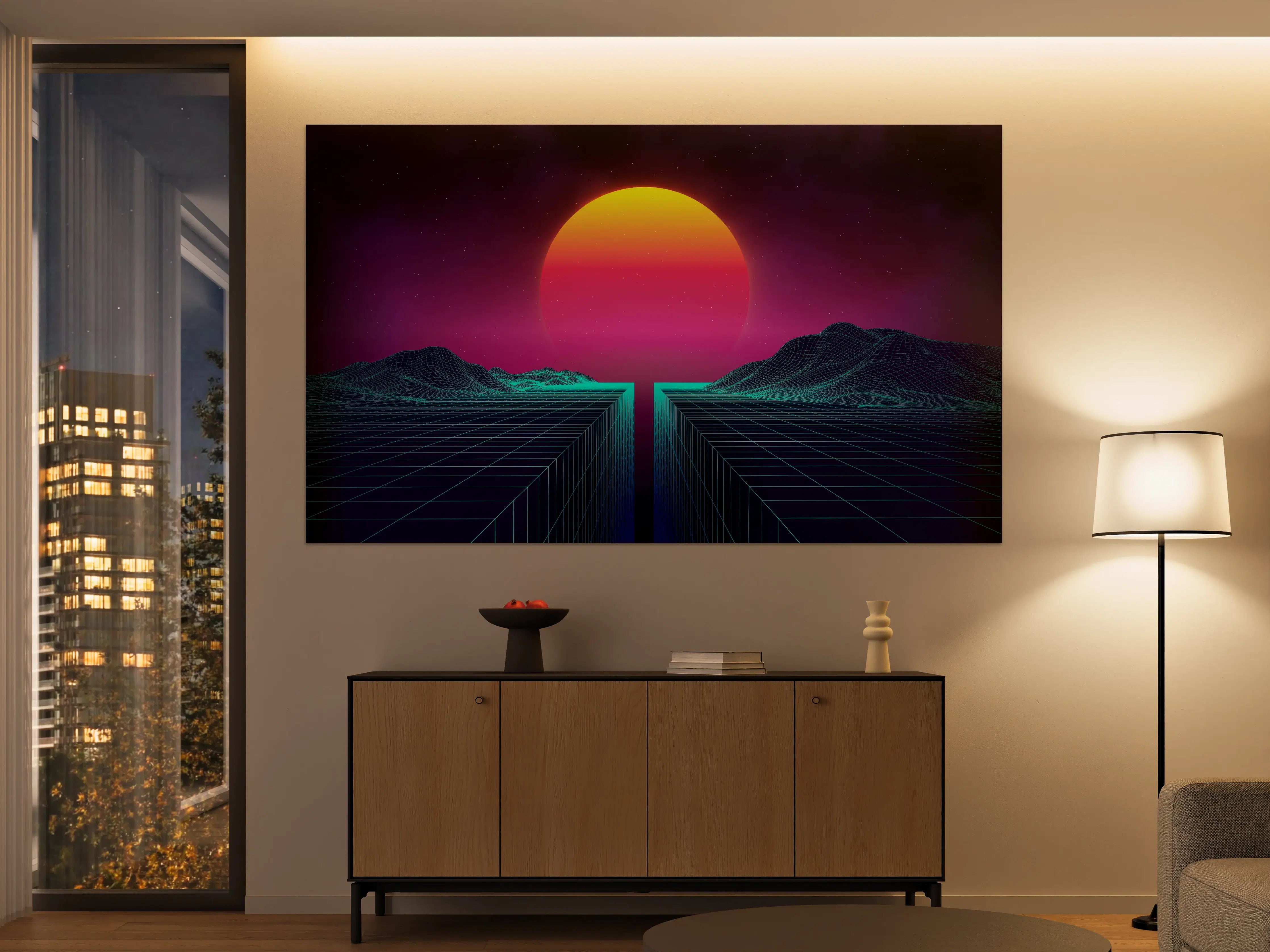 Große Wandbilder - Retro Sci-Fi Cyber-Landschaft
