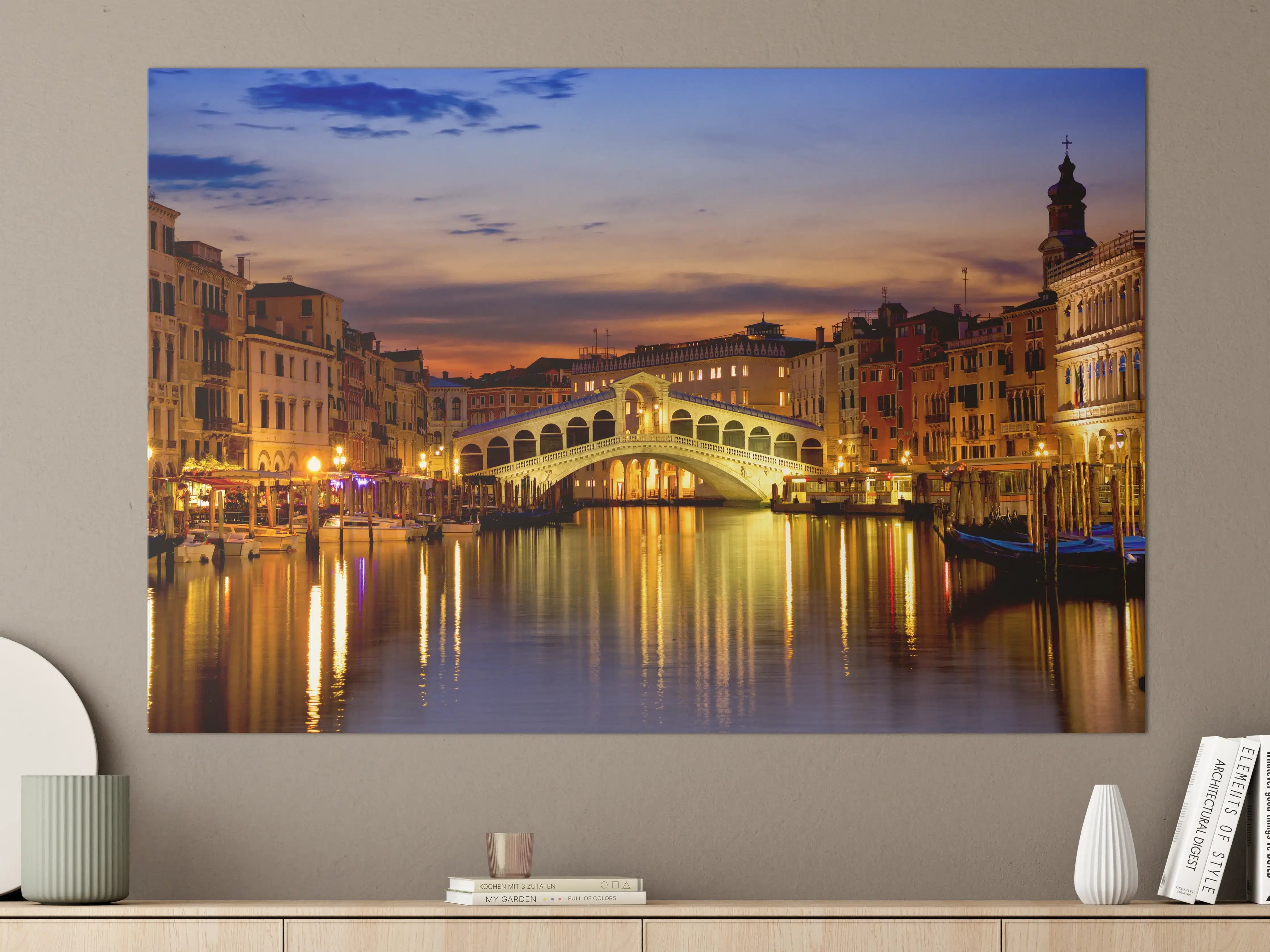 Große Wandbilder - Rialtobrücke in Venedig - Dämmerung