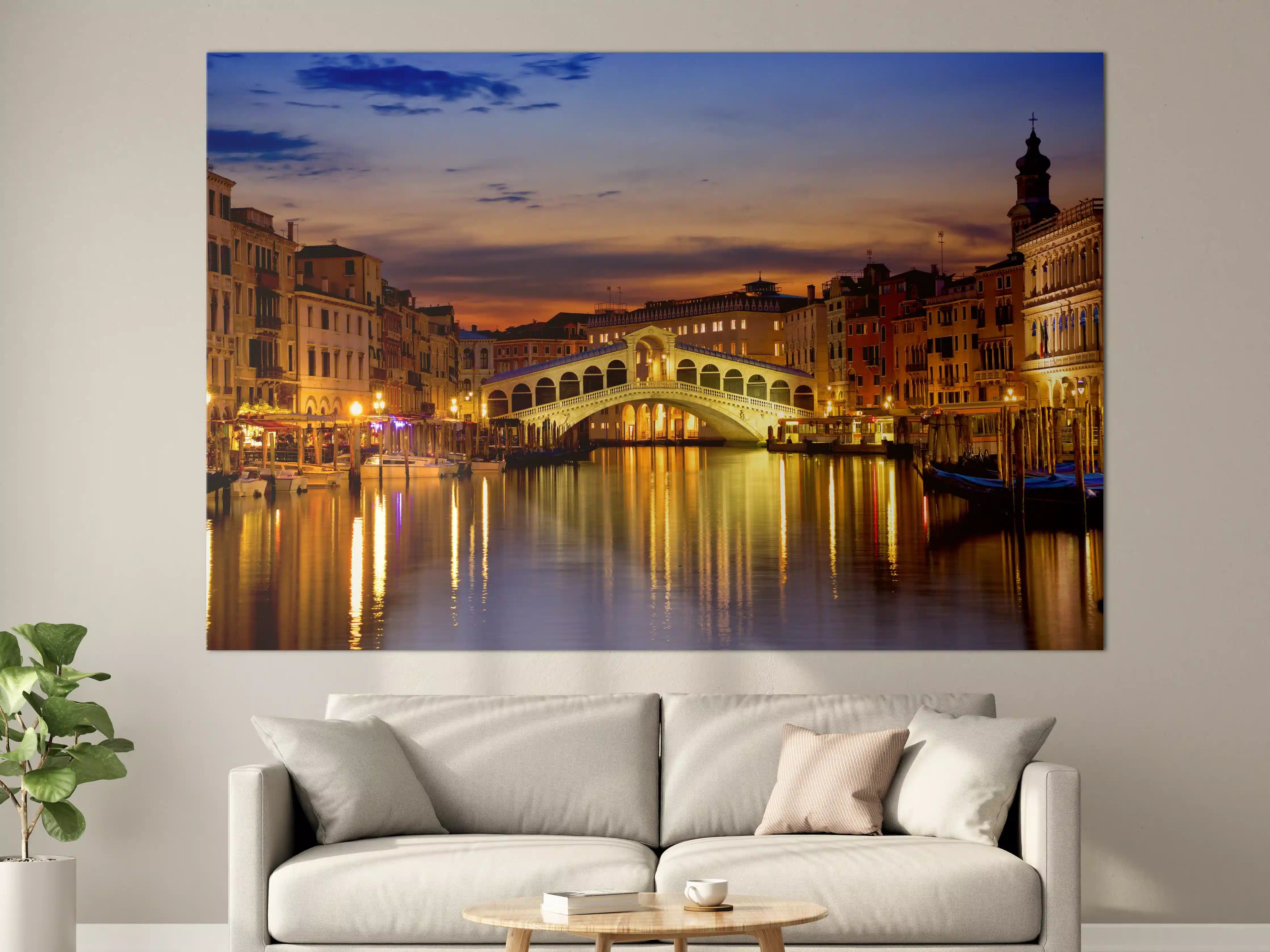 Große Wandbilder - Rialtobrücke in Venedig - Dämmerung