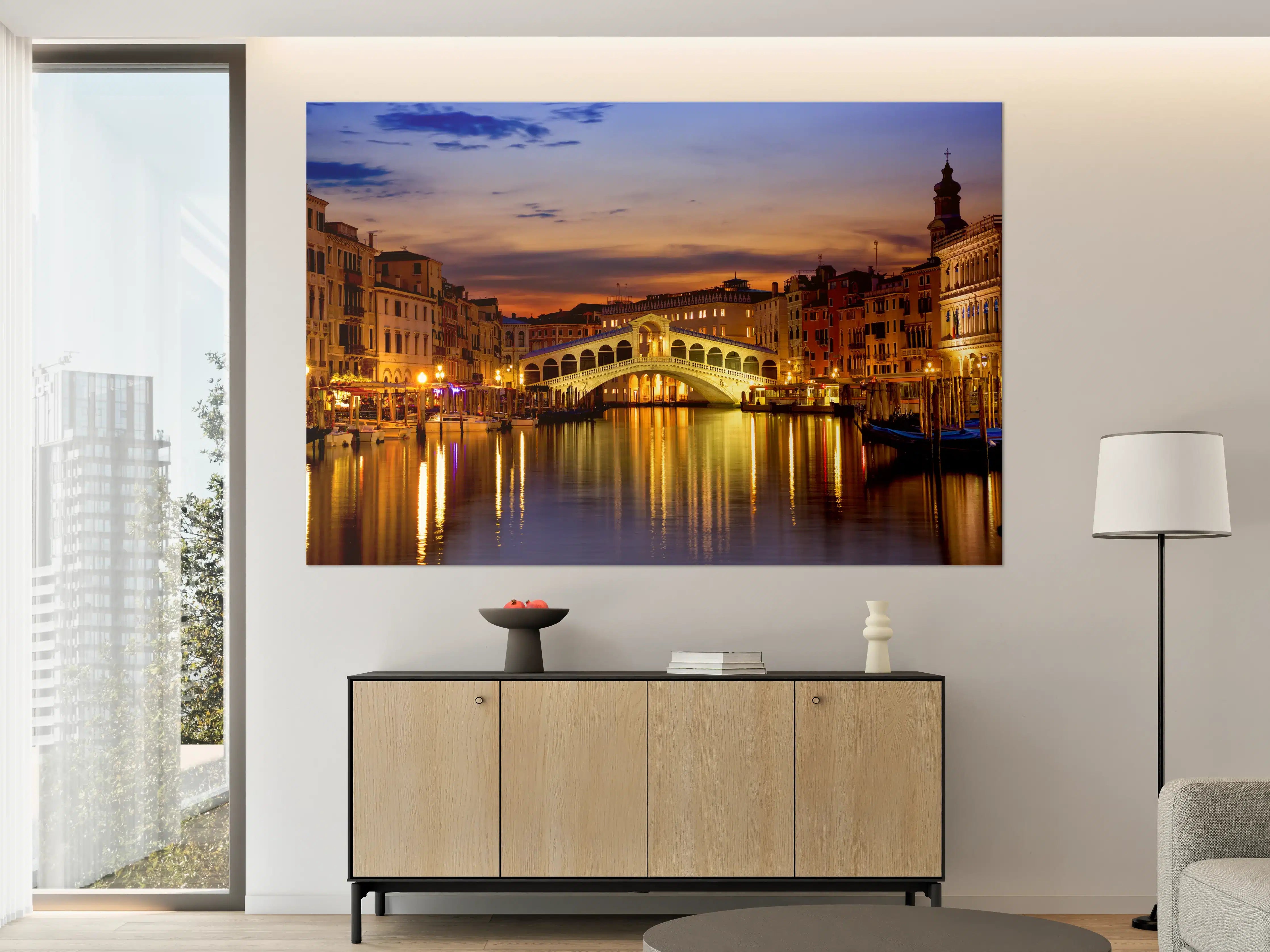 Große Wandbilder - Rialtobrücke in Venedig - Dämmerung