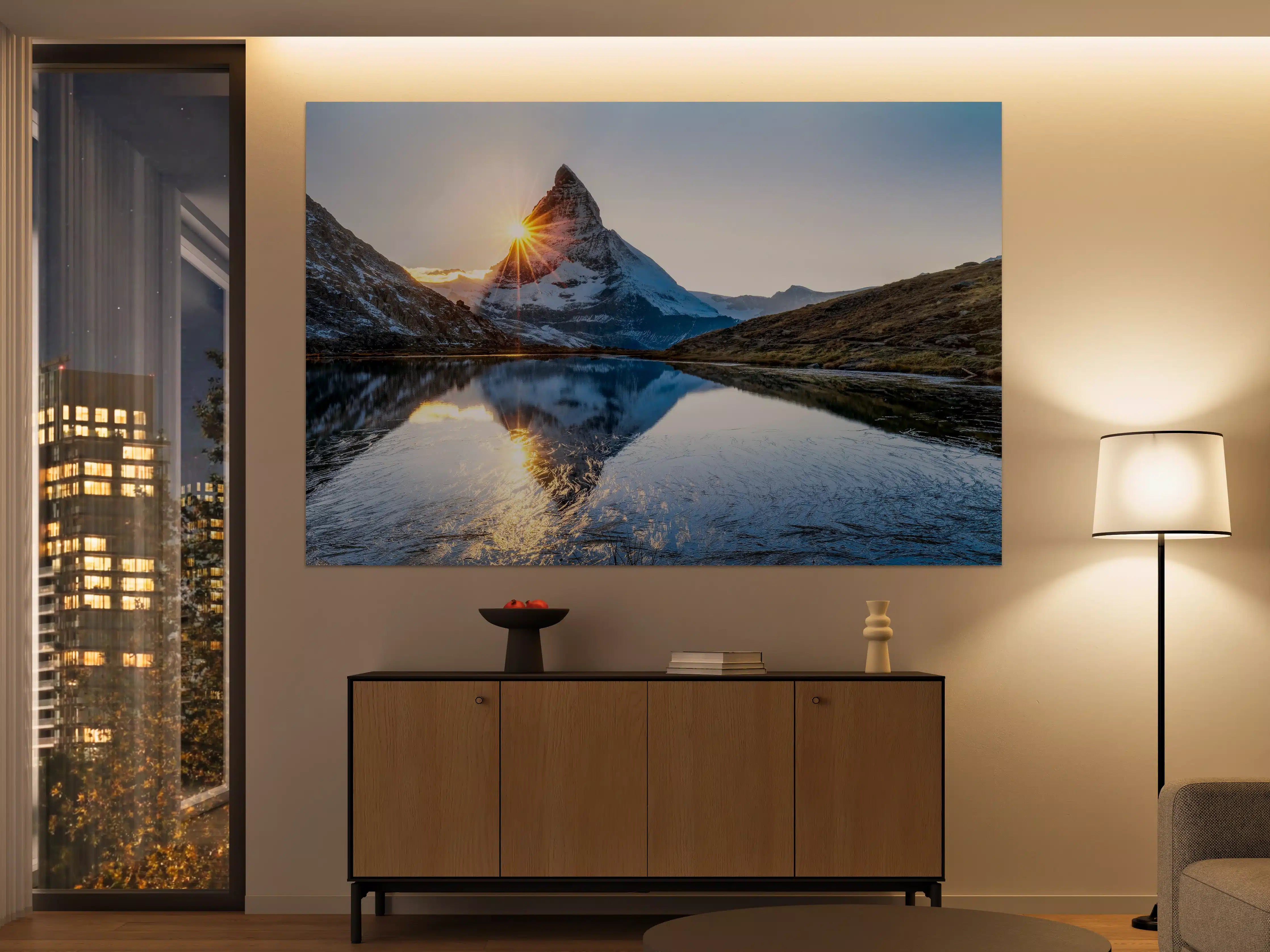 Große Wandbilder - Riffelsee und Matterhorn in den Alpen