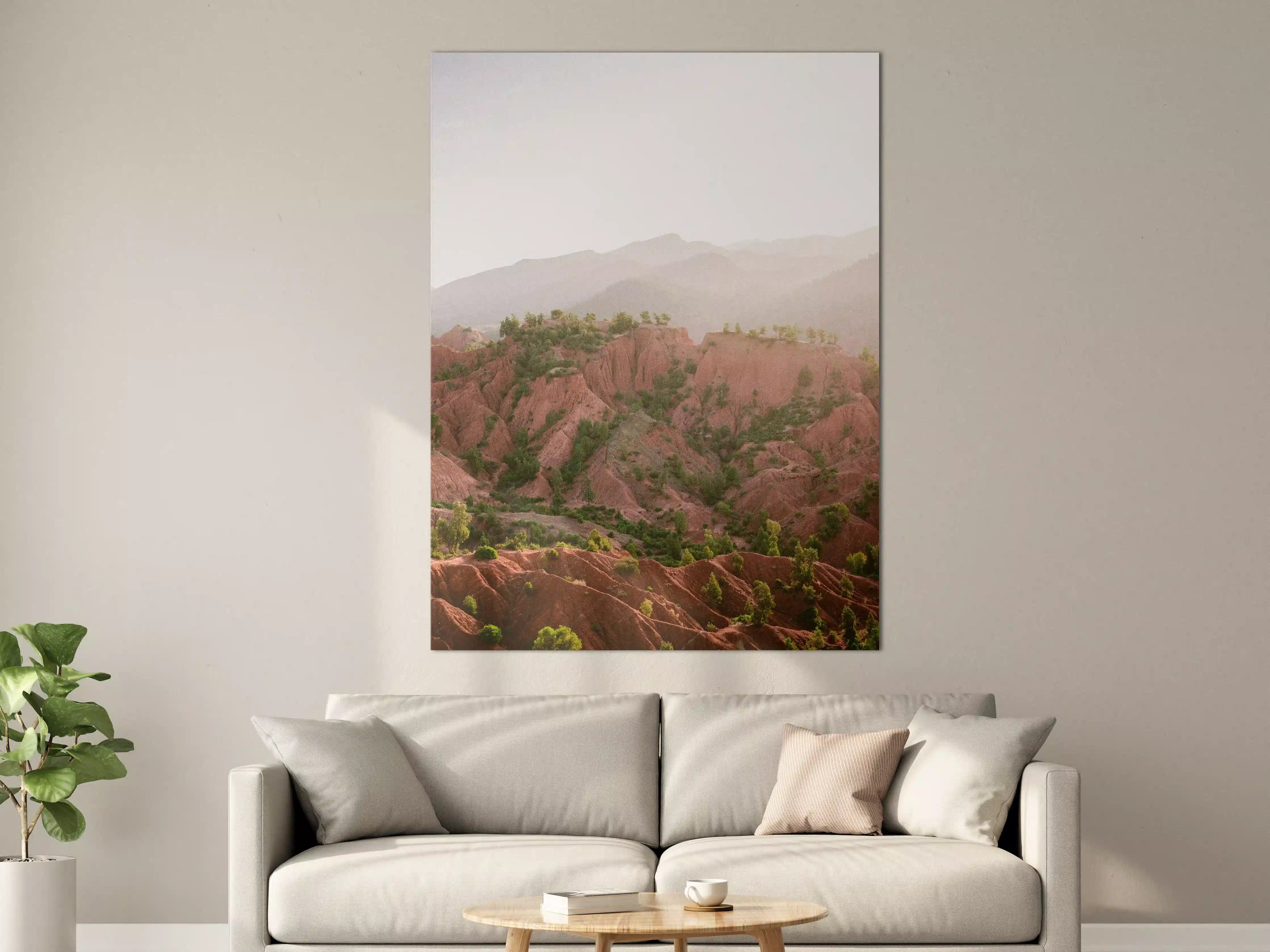 Große Wandbilder - Rötliche Berglandschaft im Sonnenlicht