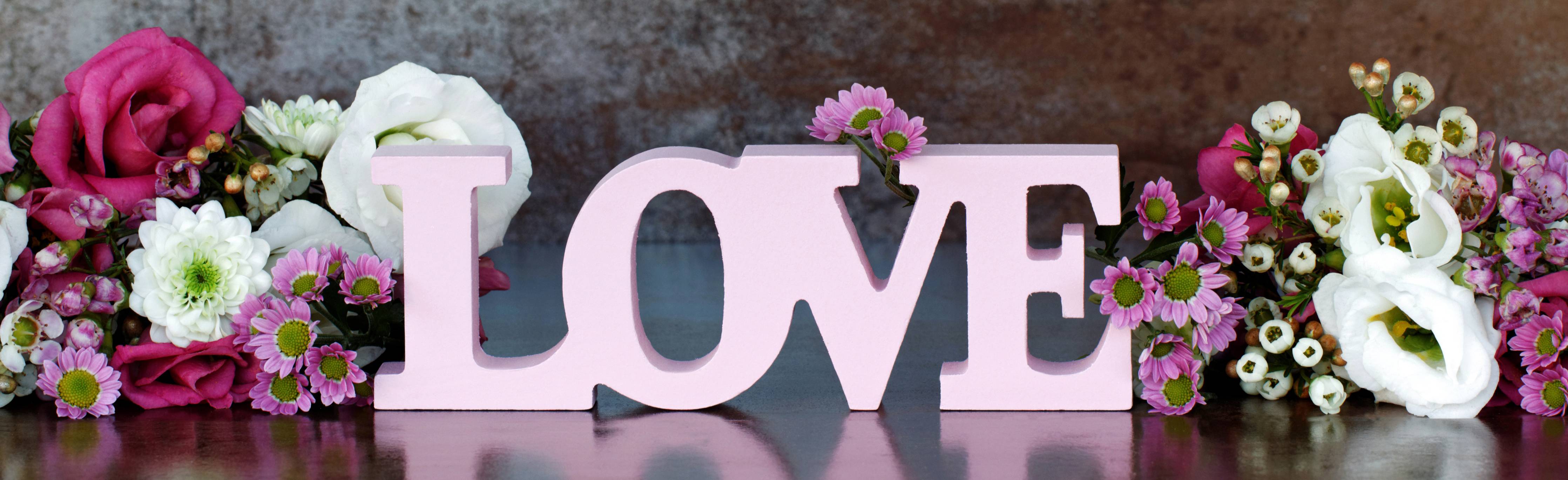 Große Wandbilder-Romantische Love-Dekoration mit Blumen