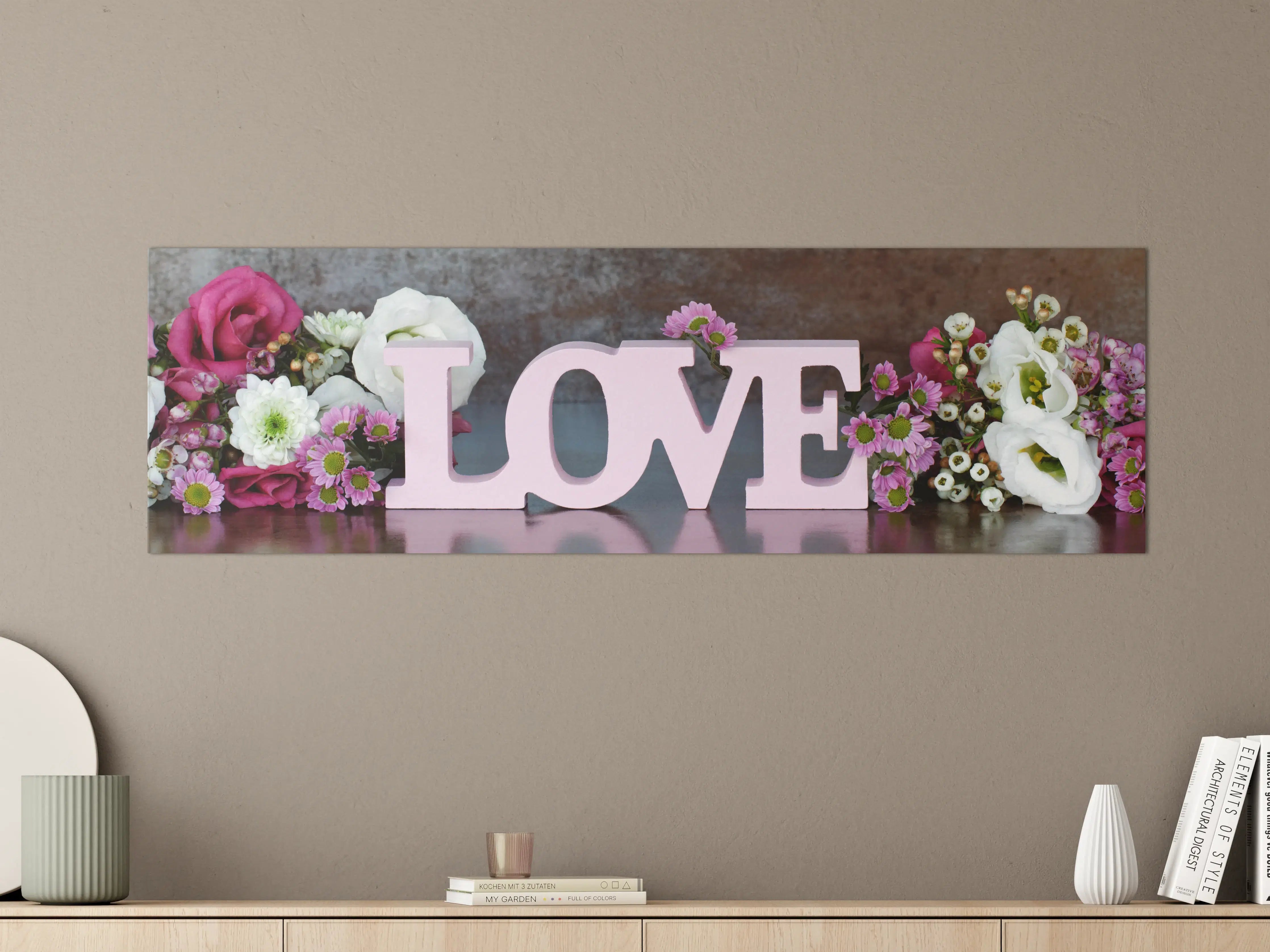 Große Wandbilder - Romantische Love-Dekoration mit Blumen