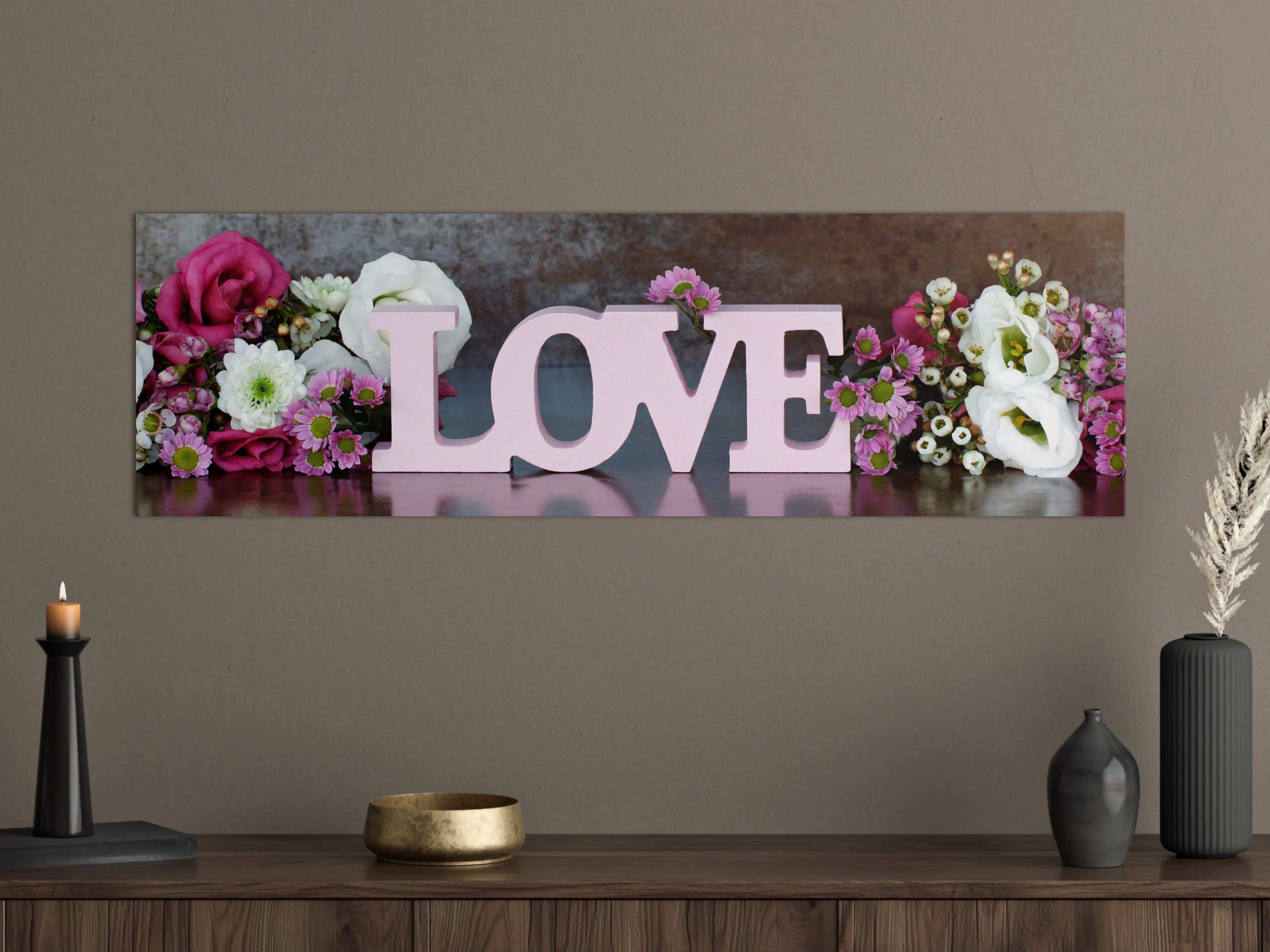 Große Wandbilder - Romantische Love-Dekoration mit Blumen