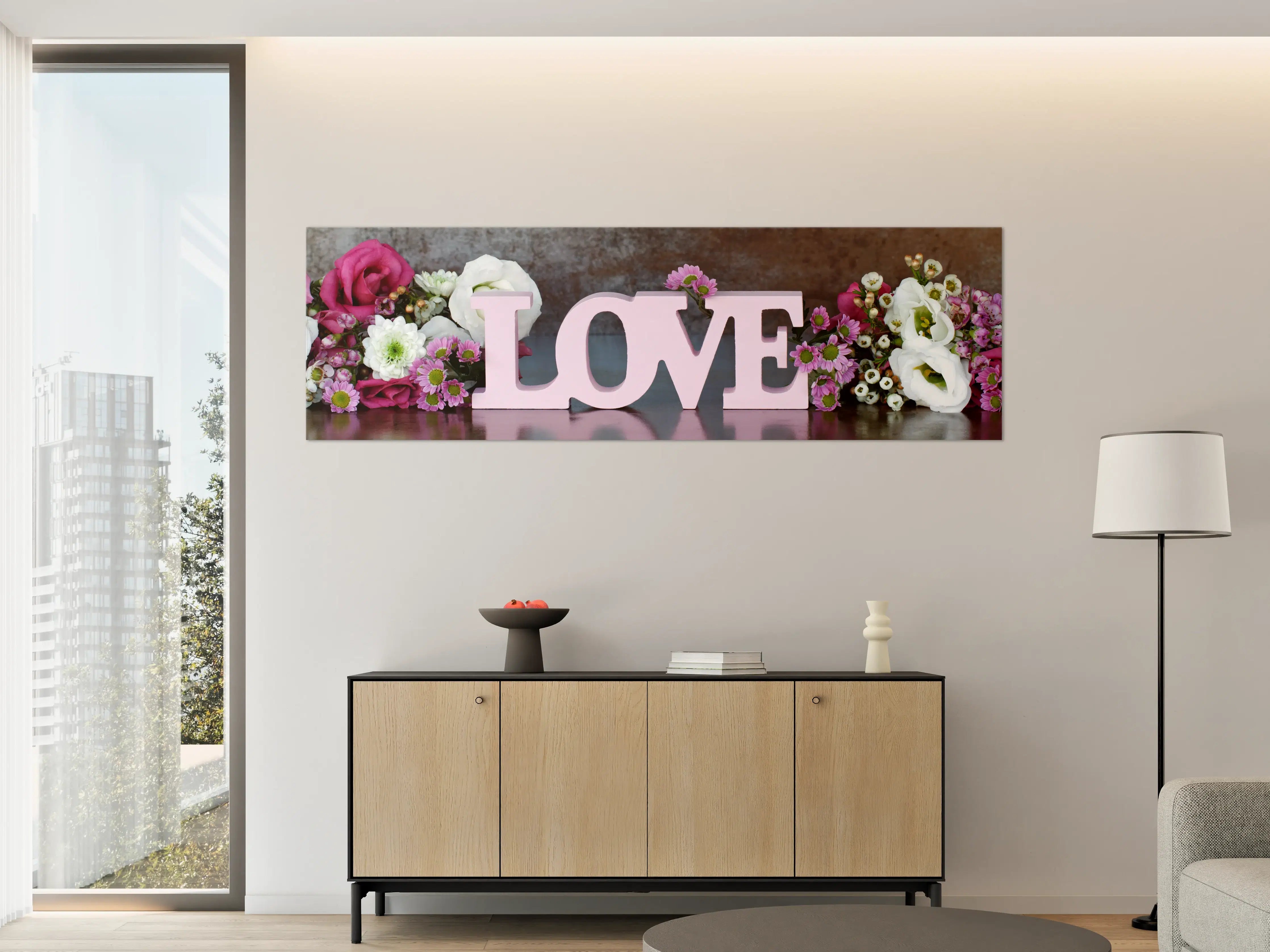 Große Wandbilder - Romantische Love-Dekoration mit Blumen