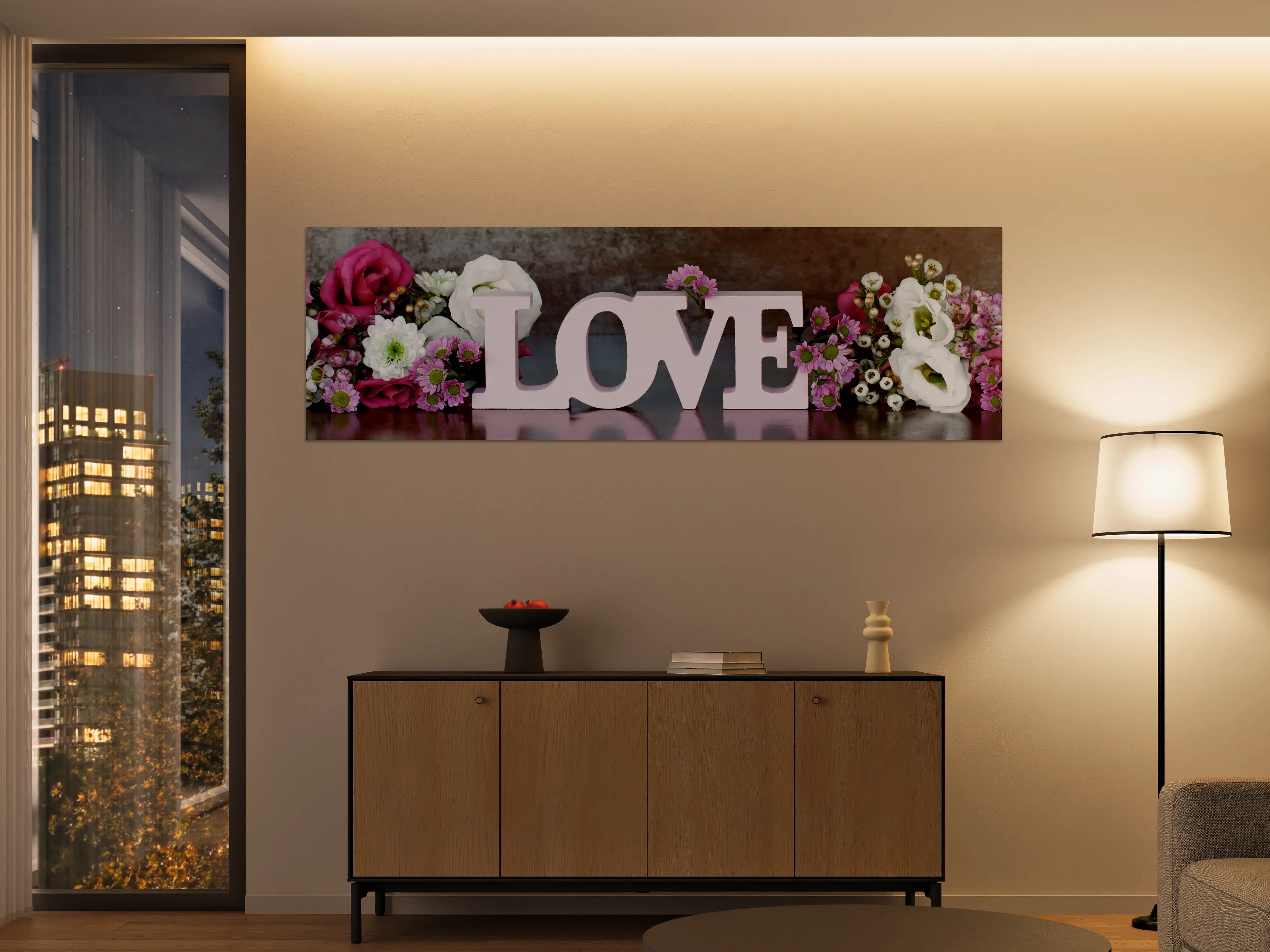 Große Wandbilder - Romantische Love-Dekoration mit Blumen